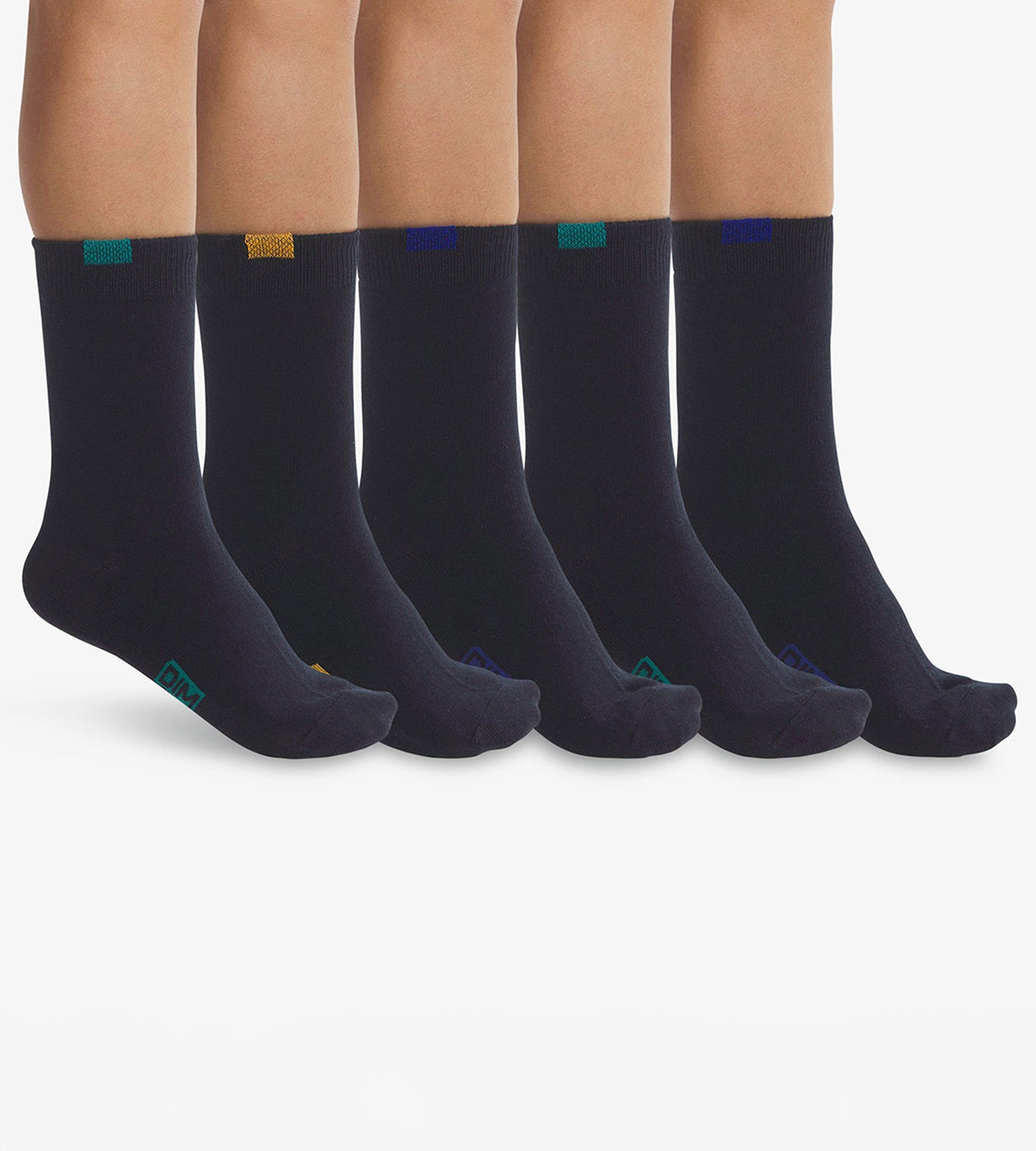 DIM Pacco da 5 paia di calze in cotone ecodim blu navy per bambini