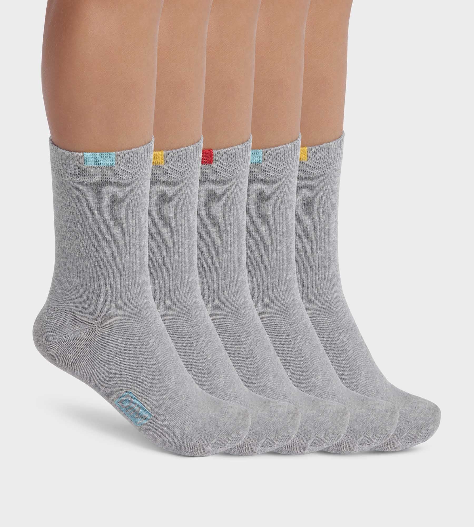 DIM Pacco da 5 paia di calze per bambini in cotone EcoDim Grigio Chiné