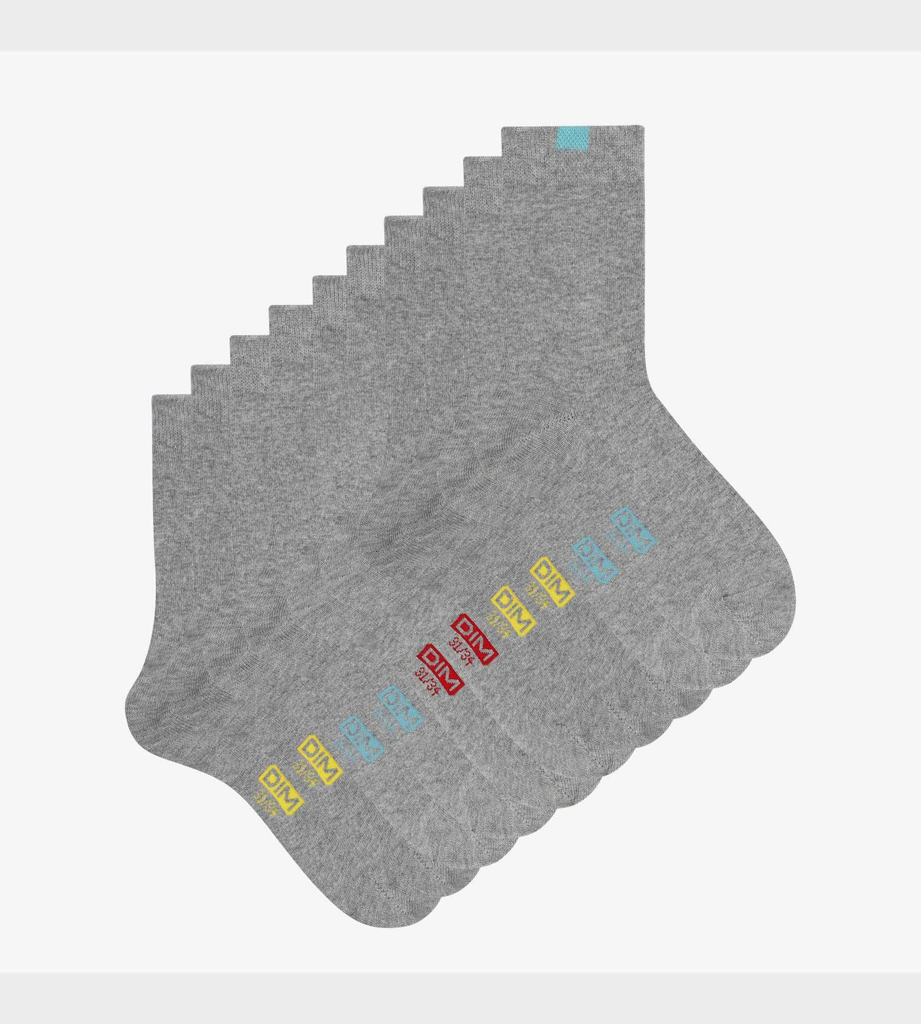 DIM Pacco da 5 paia di calze per bambini in cotone EcoDim Grigio Chiné