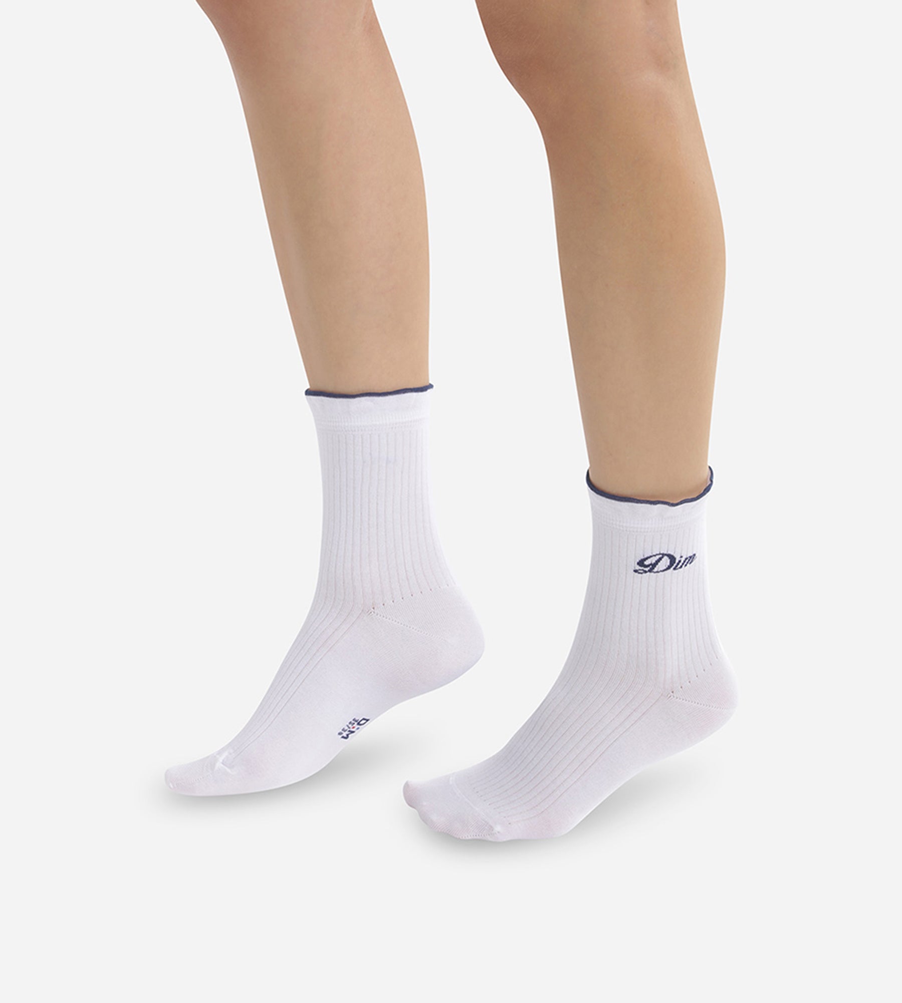 DIM Calzini da donna in cotone Bianco Dim ricamati con firma