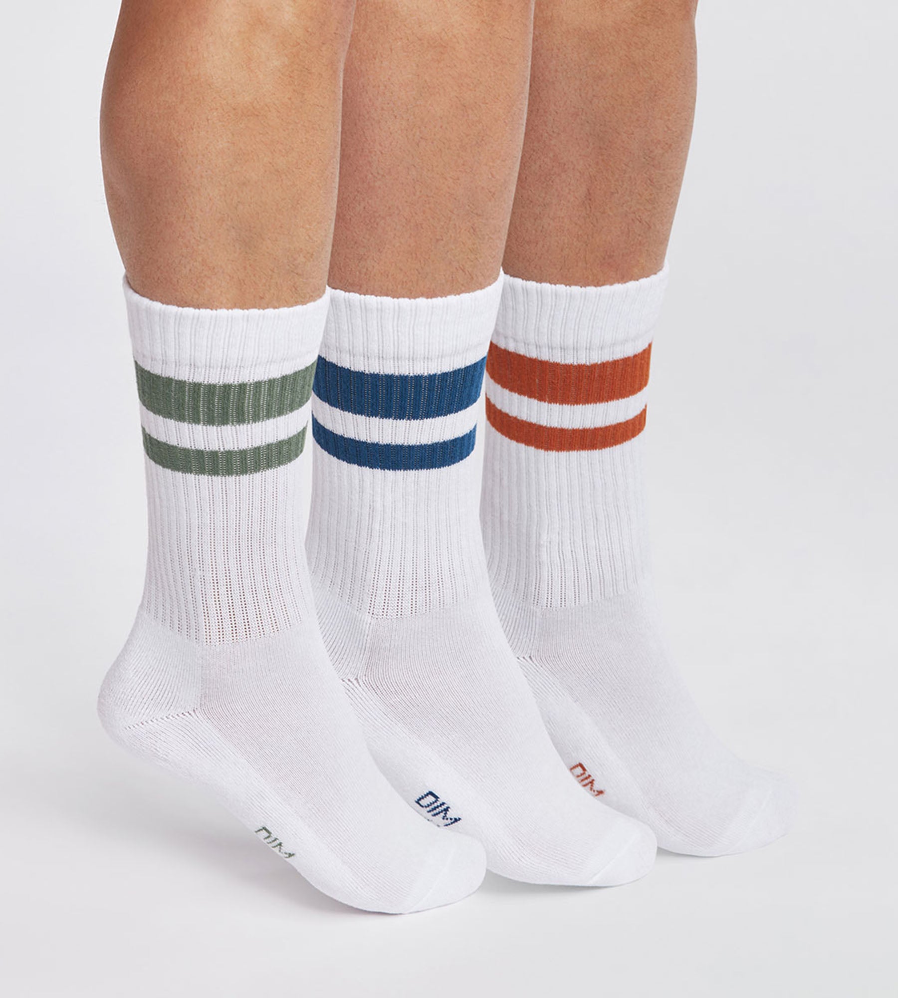 DIM Pacco da 3 paia di calze in cotone da uomo Bianco Verde EcoDim Sport