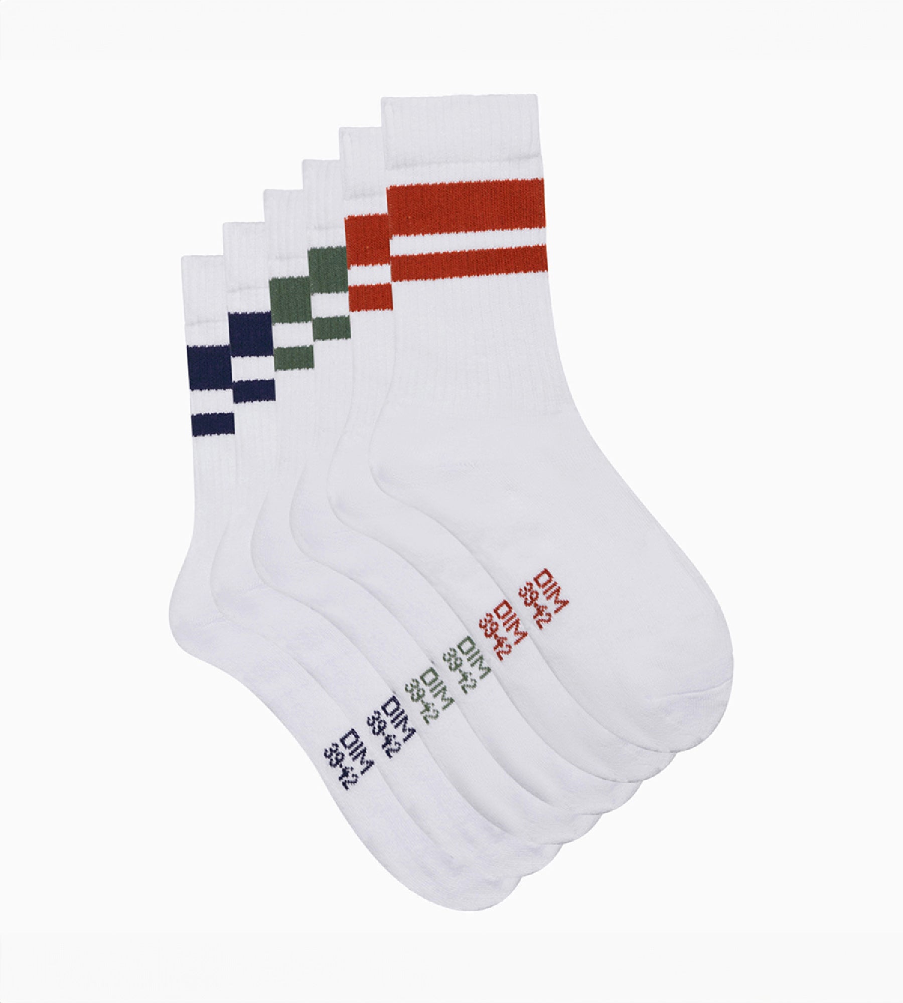 DIM Pacco da 3 paia di calze in cotone da uomo Bianco Verde EcoDim Sport