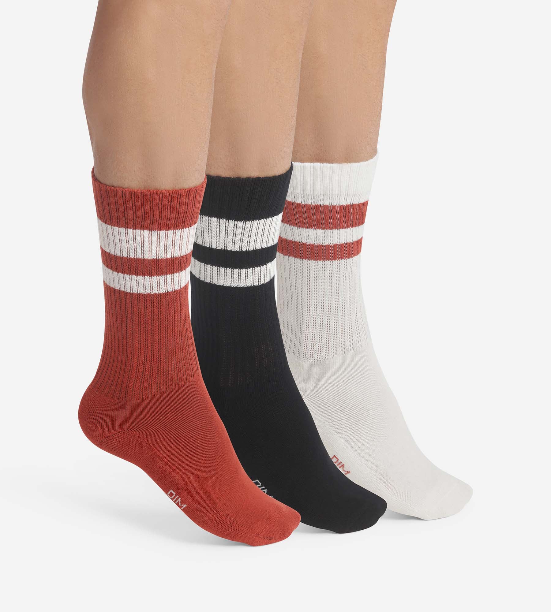 DIM Pacco da 3 paia di calze EcoDim Sport da uomo in cotone rosso