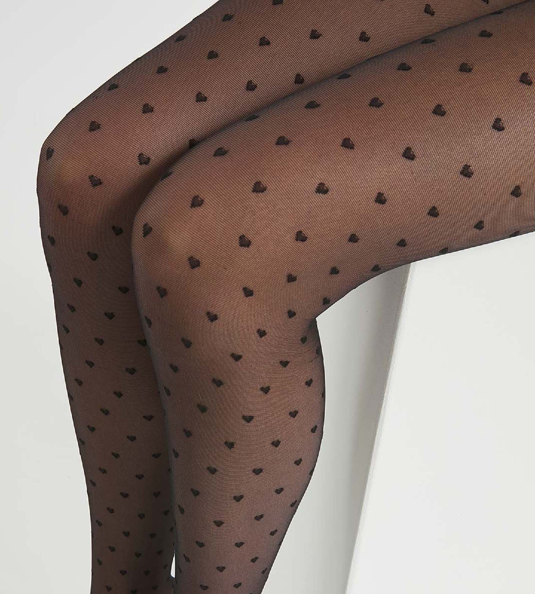 DIM Collant trasparente donna con cuori multipli Nero 19D Dim Style