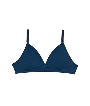 Skin Care wireless marine blue triangle bra in organic cotton