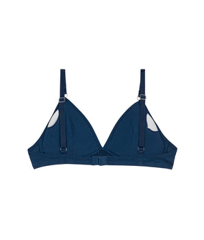 Skin Care wireless marine blue triangle bra in organic cotton