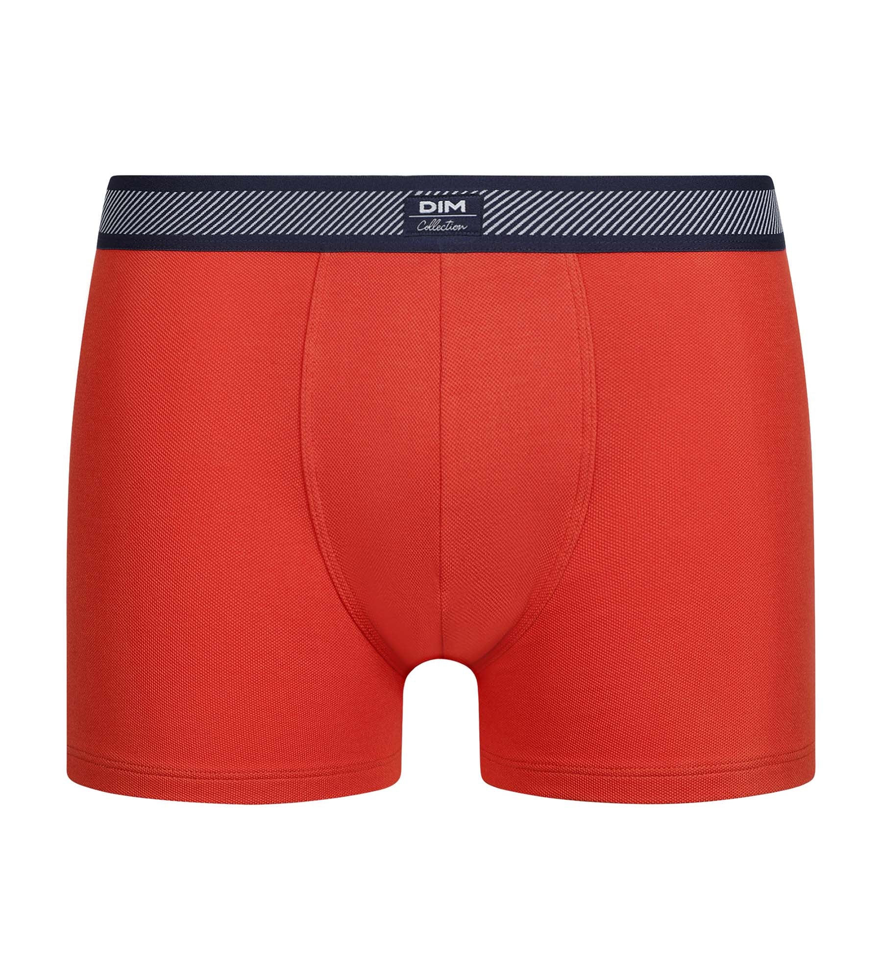 DIM Boxer Uomo in cotone modal piqué con fascia in vita a righe arancioni Dim Smart