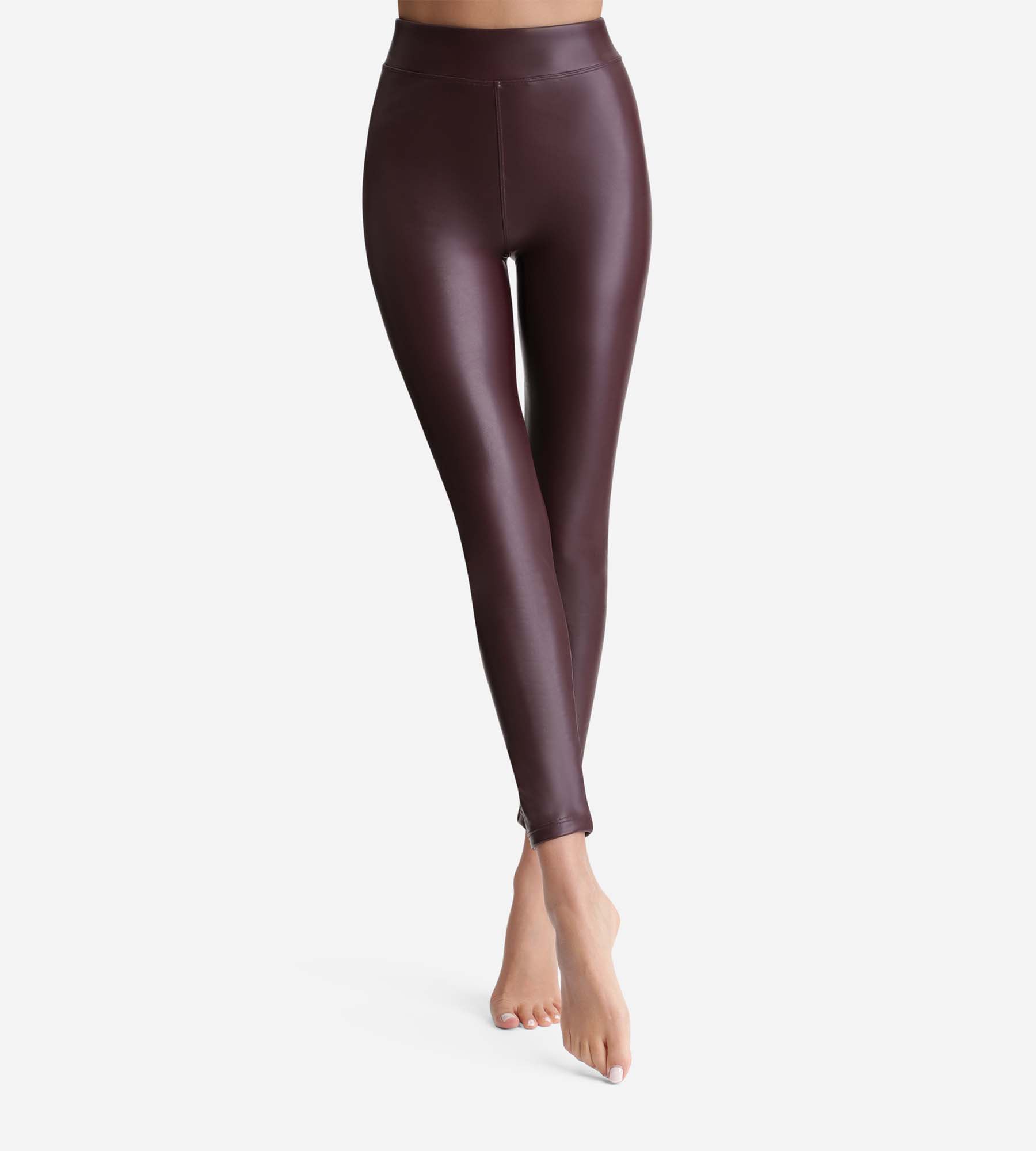 DIM Relax & Go leggings da donna in ecopelle bordeaux