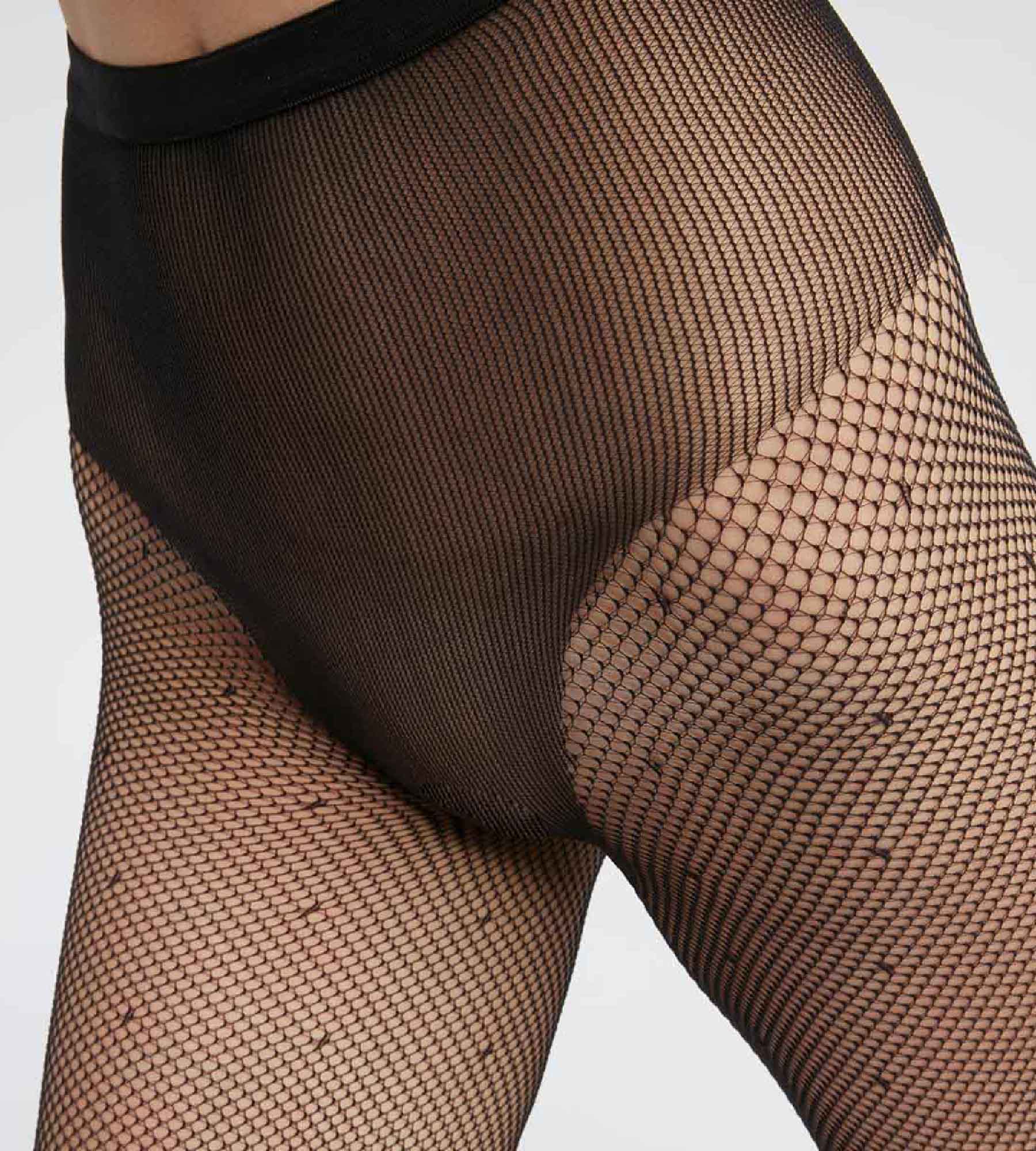 DIM Collant donna in voile e pois con taglio sexy Nero Dim Style