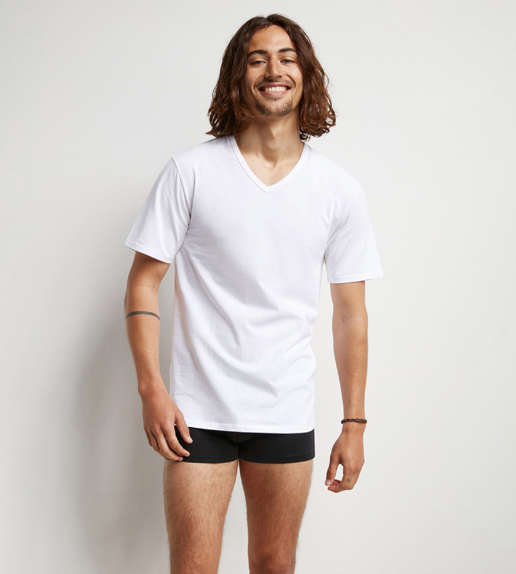 DIM Pacco da 2 magliette termoregolatrici da uomo in cotone bianco con scollo a V Regul Activ