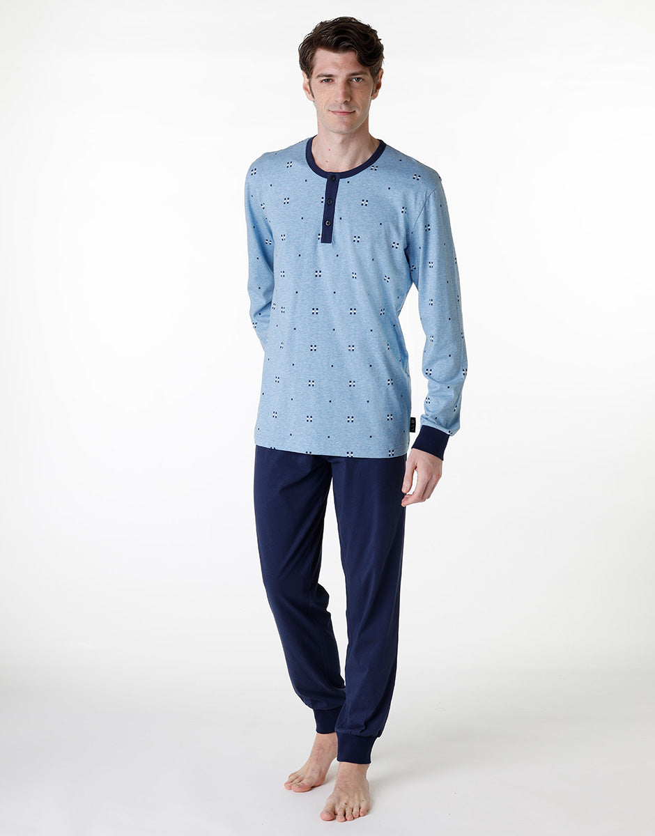 DIM Pantaloncini da pigiama serafino uomo in jersey blu