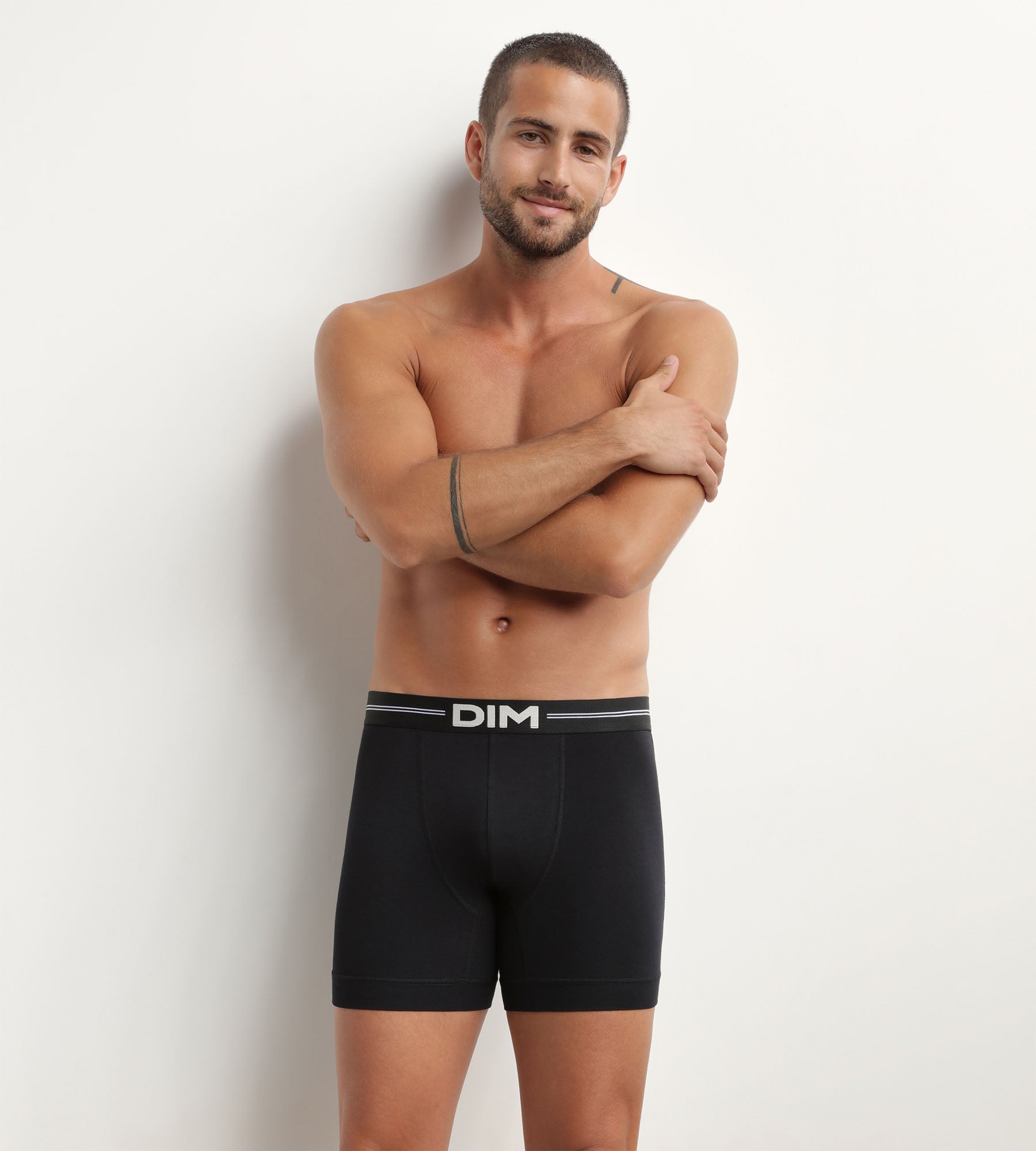 DIM Boxer uomo in cotone modal flatlock Nero DIM Icons Essentiel