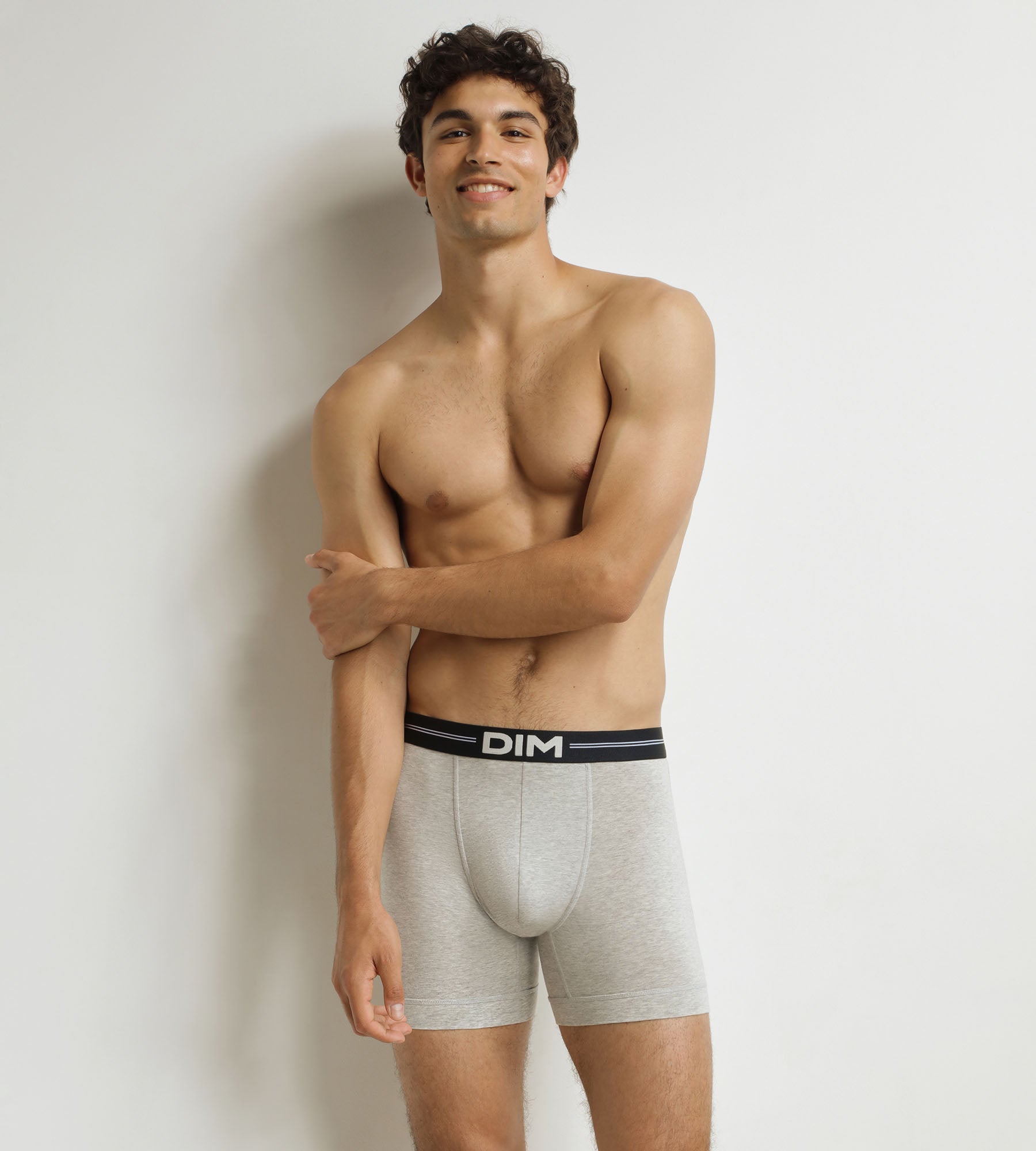 DIM Boxer lungo grigio Chiné da uomo Dim Icons