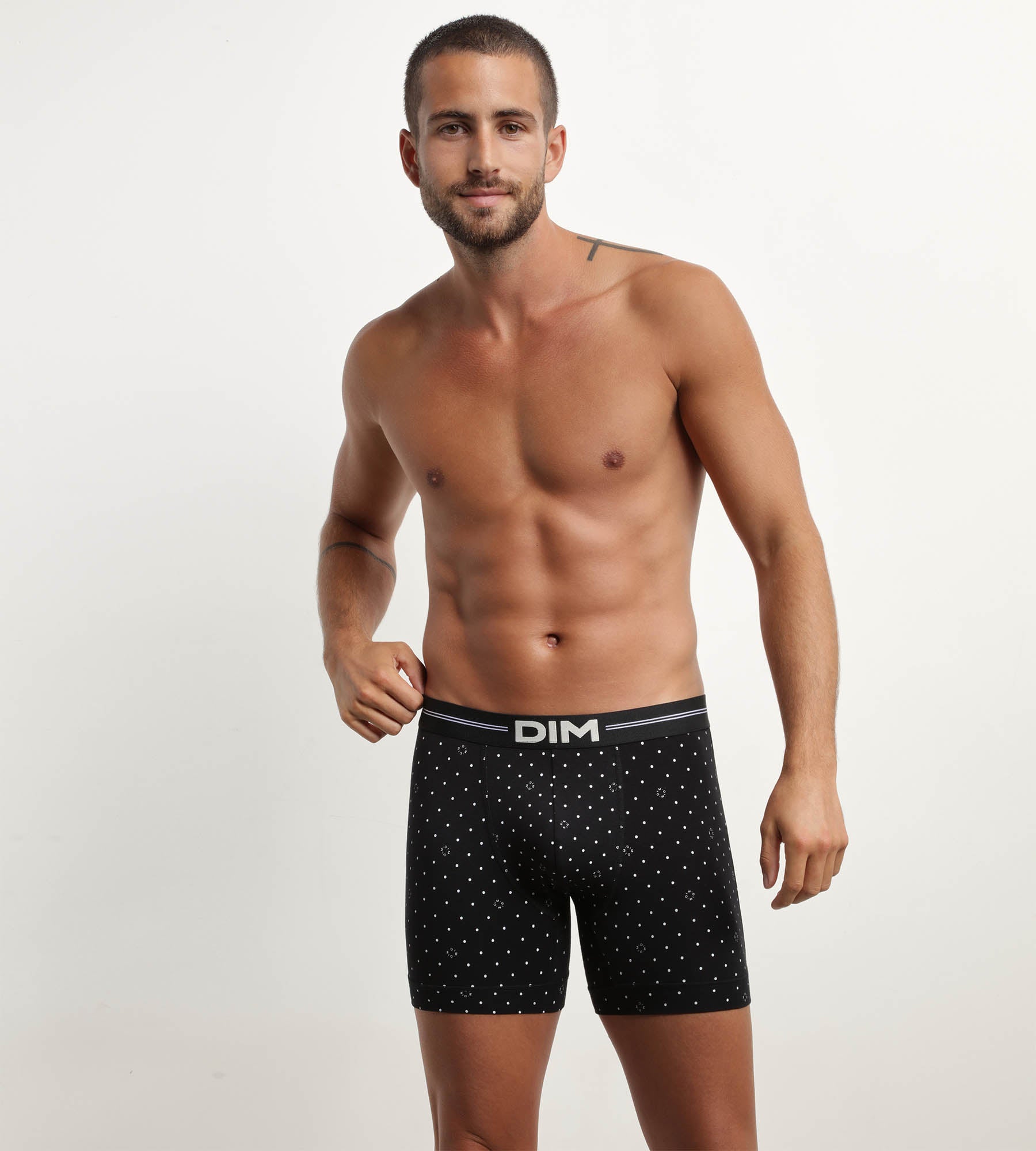 DIM Boxer uomo in cotone modal con motivo logomania Nero DIM Icons Essential