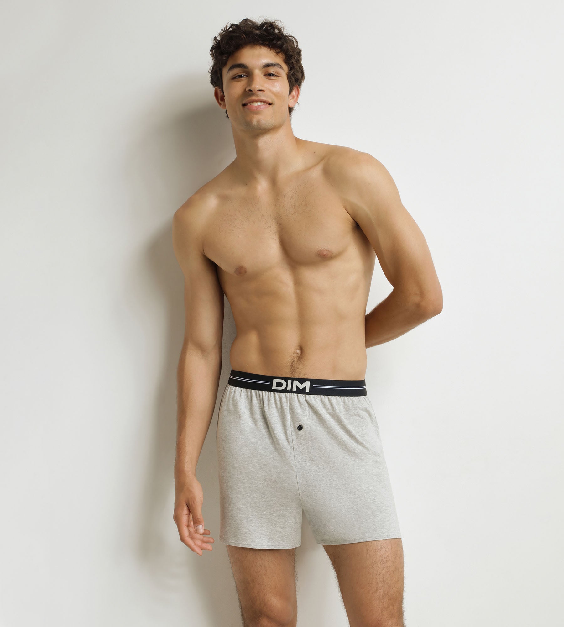 DIM Boxer da uomo in cotone grigio screziato DIM Icons