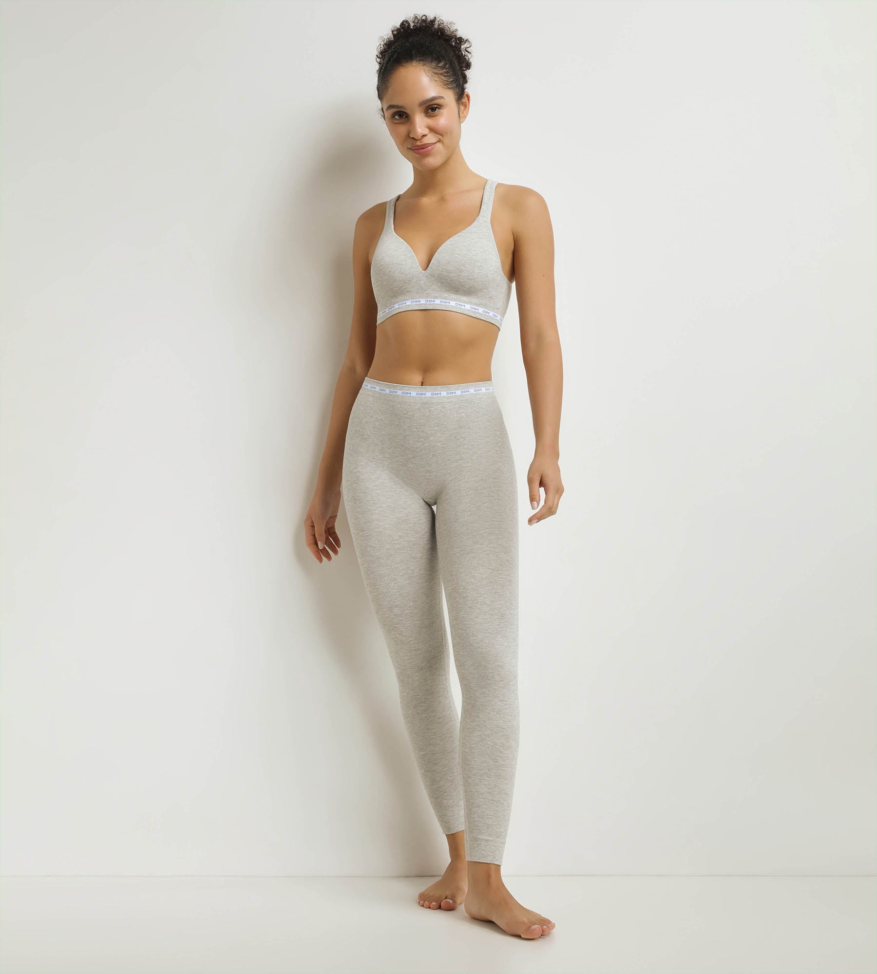 DIM Leggings donna in tessuto a coste DIM Icons Heather Grey