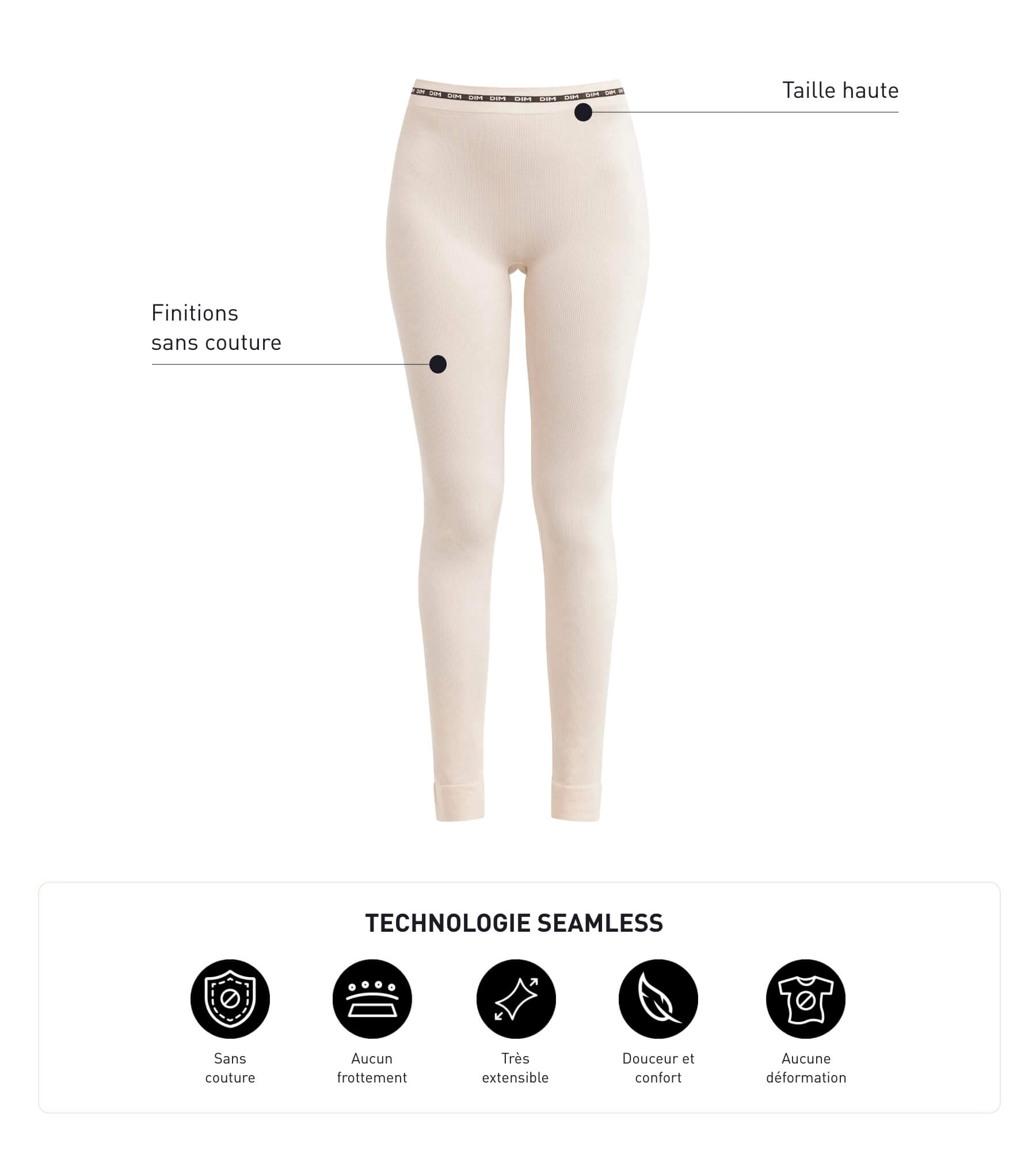 DIM Gambale a costine beige senza cuciture da donna DIM Icons Seamless