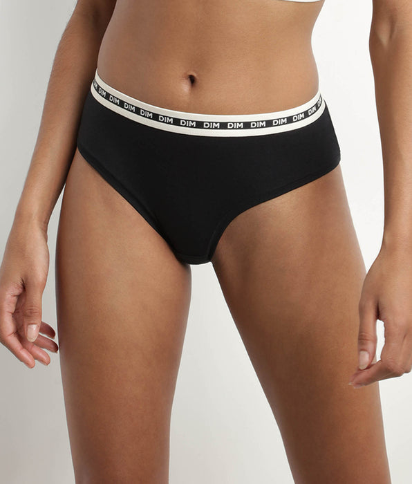 DIM Shorty donna in cotone modal nero con cintura a contrasto DIM Icons Essentiel