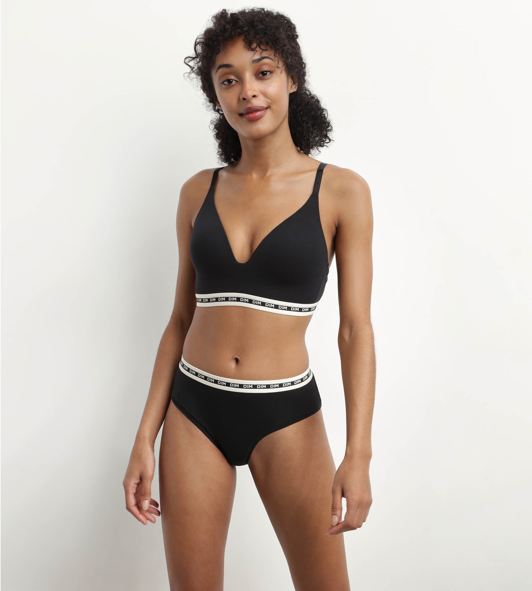 DIM Shorty donna in cotone modal nero con cintura a contrasto DIM Icons Essentiel