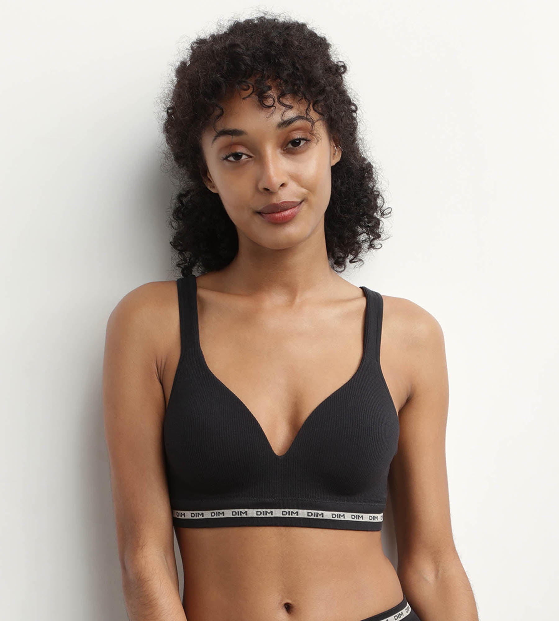 DIM Reggiseno a coste nero senza cuciture Dim Icons