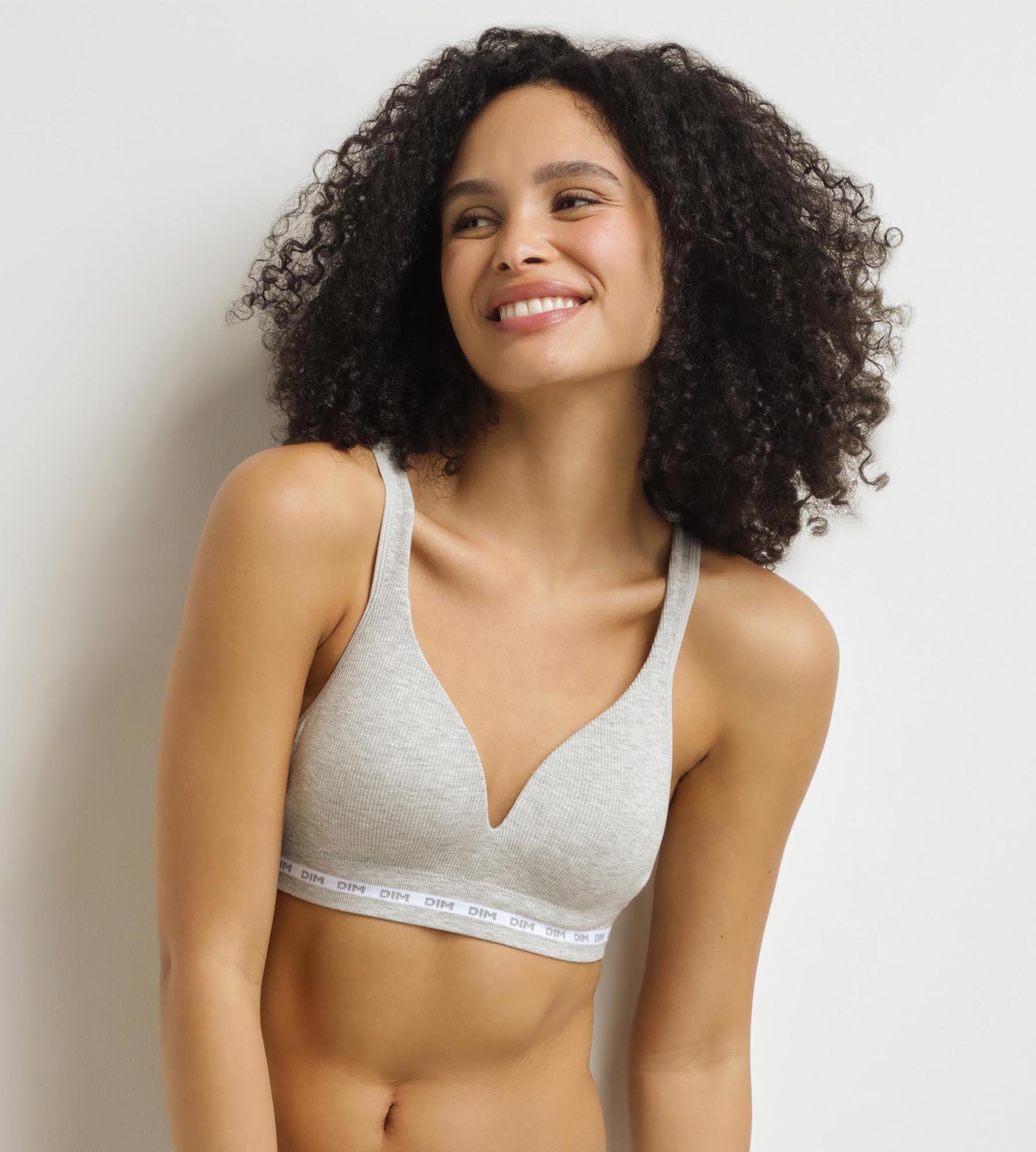 DIM Reggiseno imbottito senza ferretto Dim Icons grigio a costine