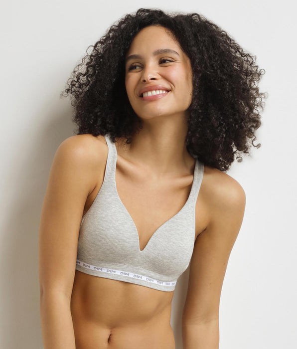 DIM Reggiseno imbottito senza ferretto Dim Icons grigio a costine
