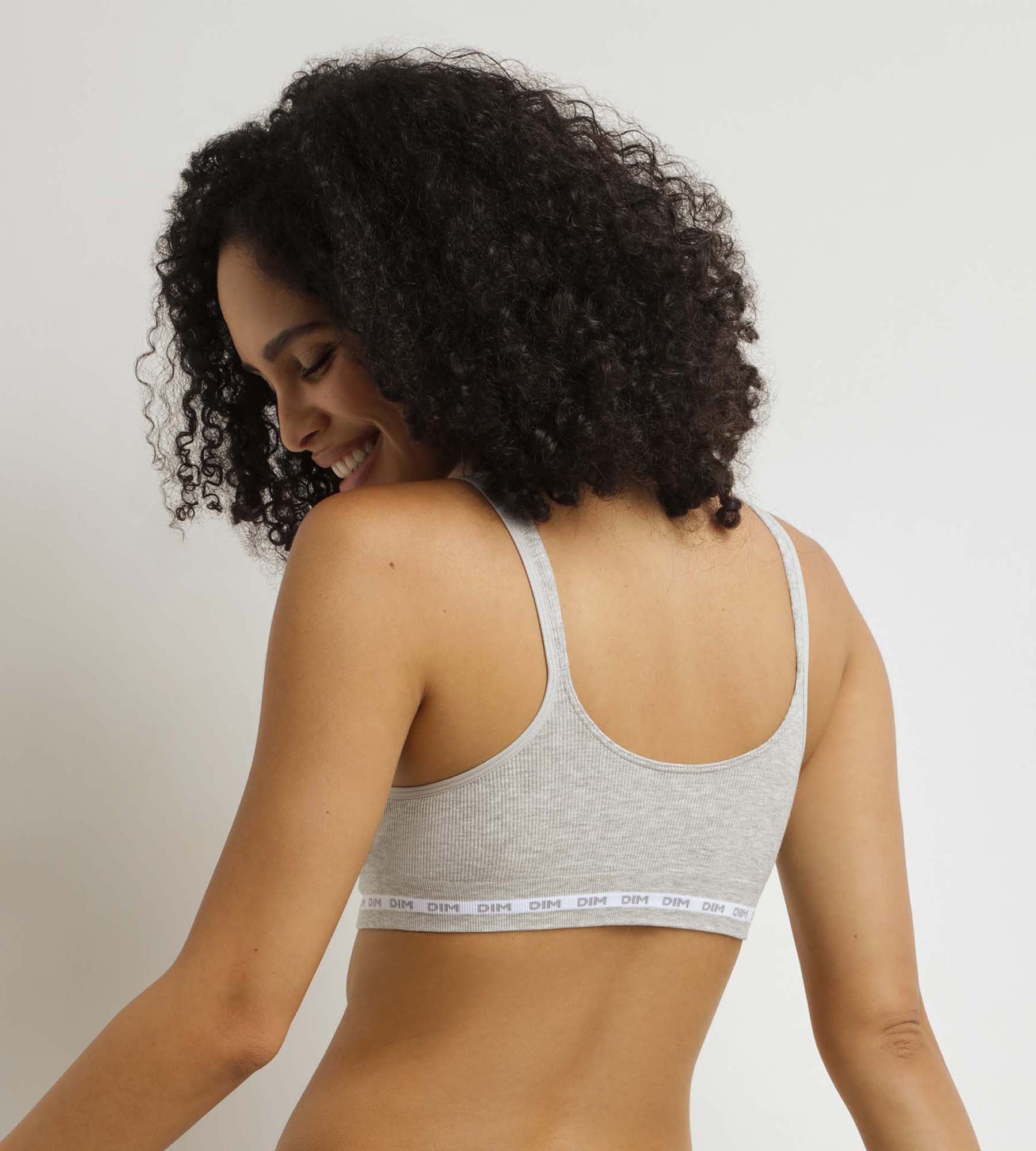 DIM Reggiseno imbottito senza ferretto Dim Icons grigio a costine