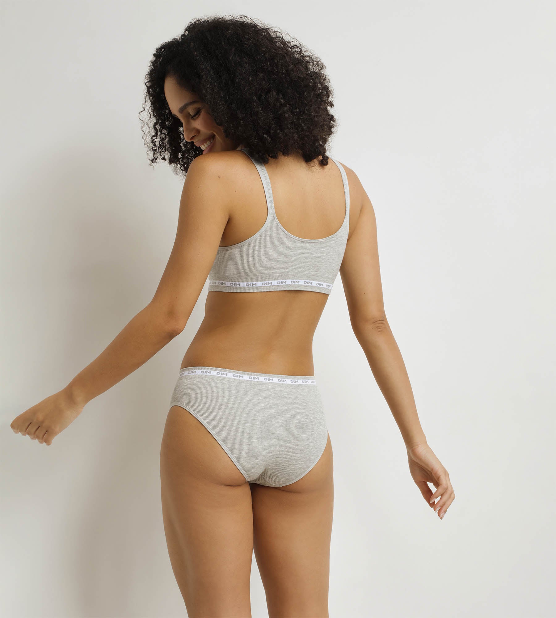 DIM Reggiseno imbottito senza ferretto Dim Icons grigio a costine