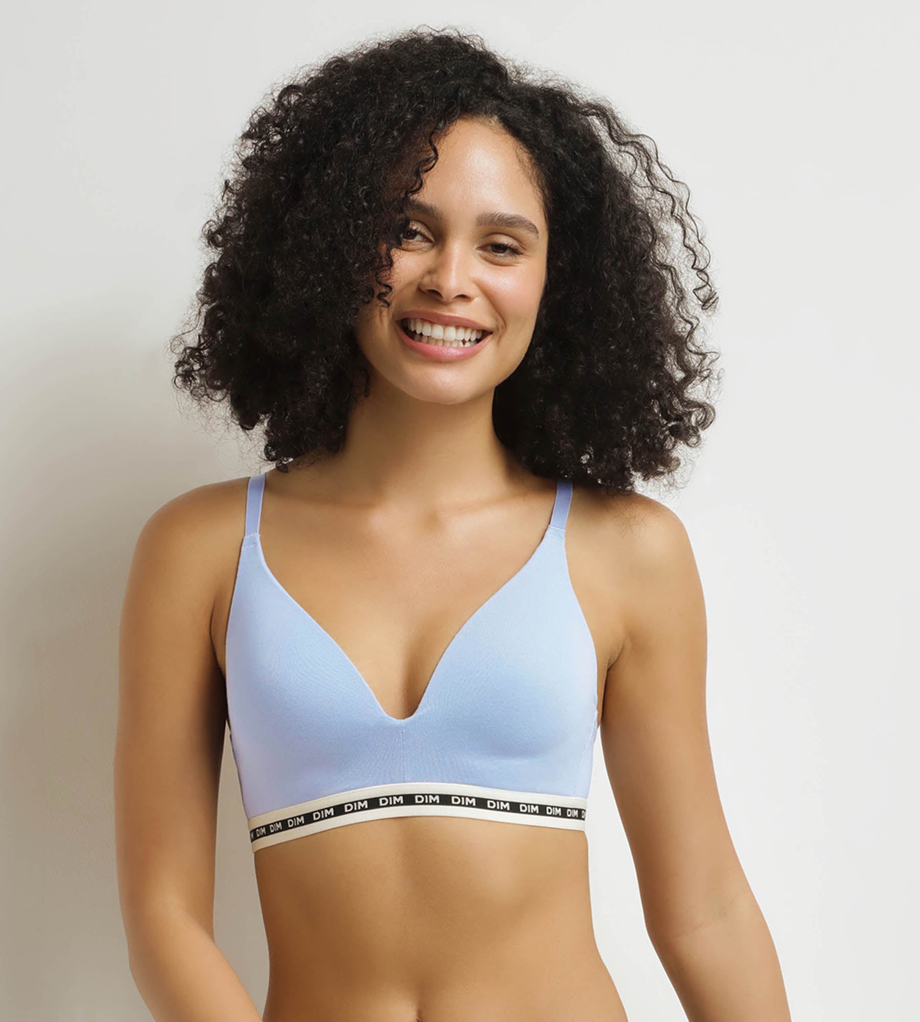 DIM Reggiseno a triangolo in cotone modal blu con coppe sagomate DIM Icons