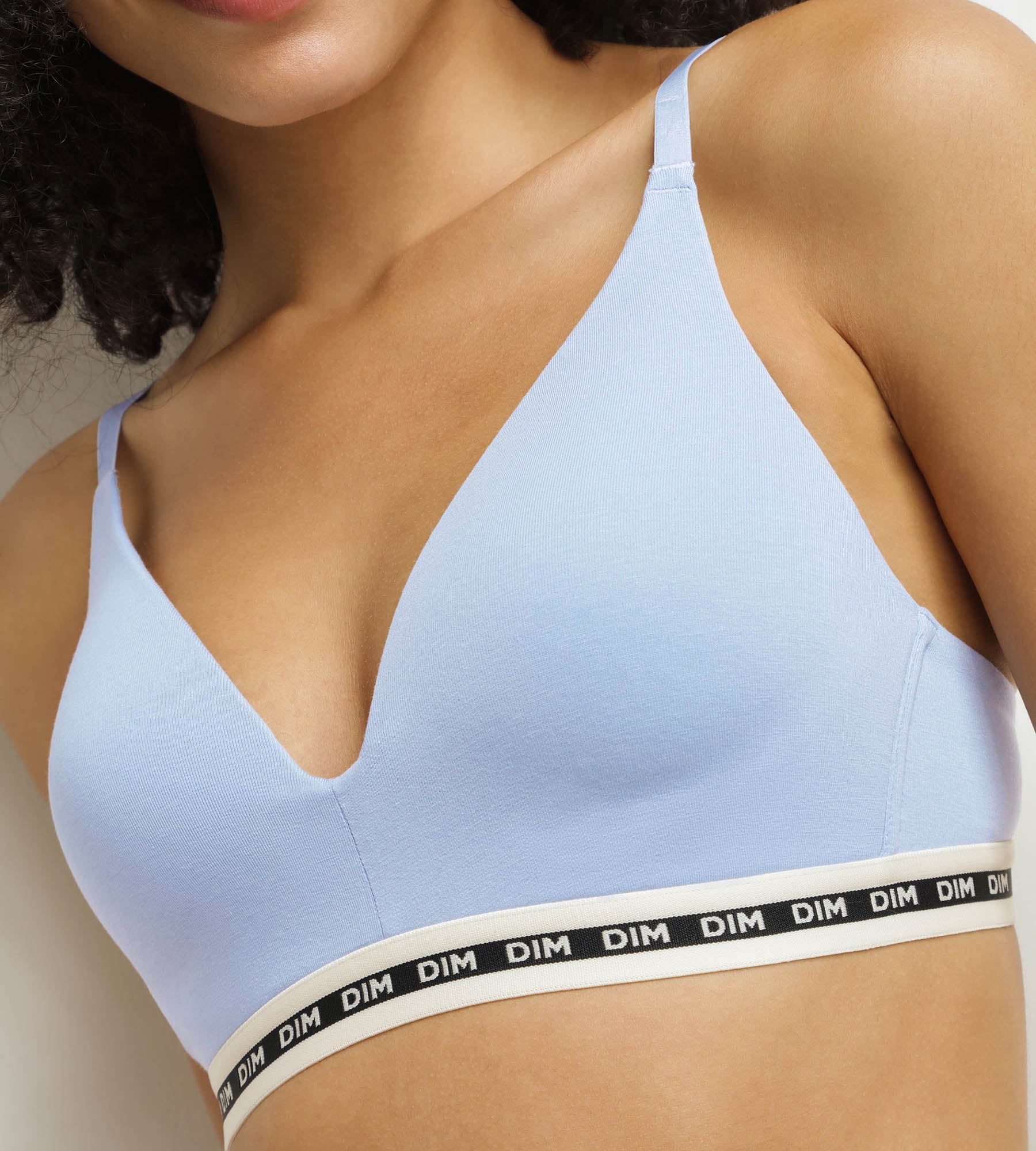 DIM Reggiseno a triangolo in cotone modal blu con coppe sagomate DIM Icons