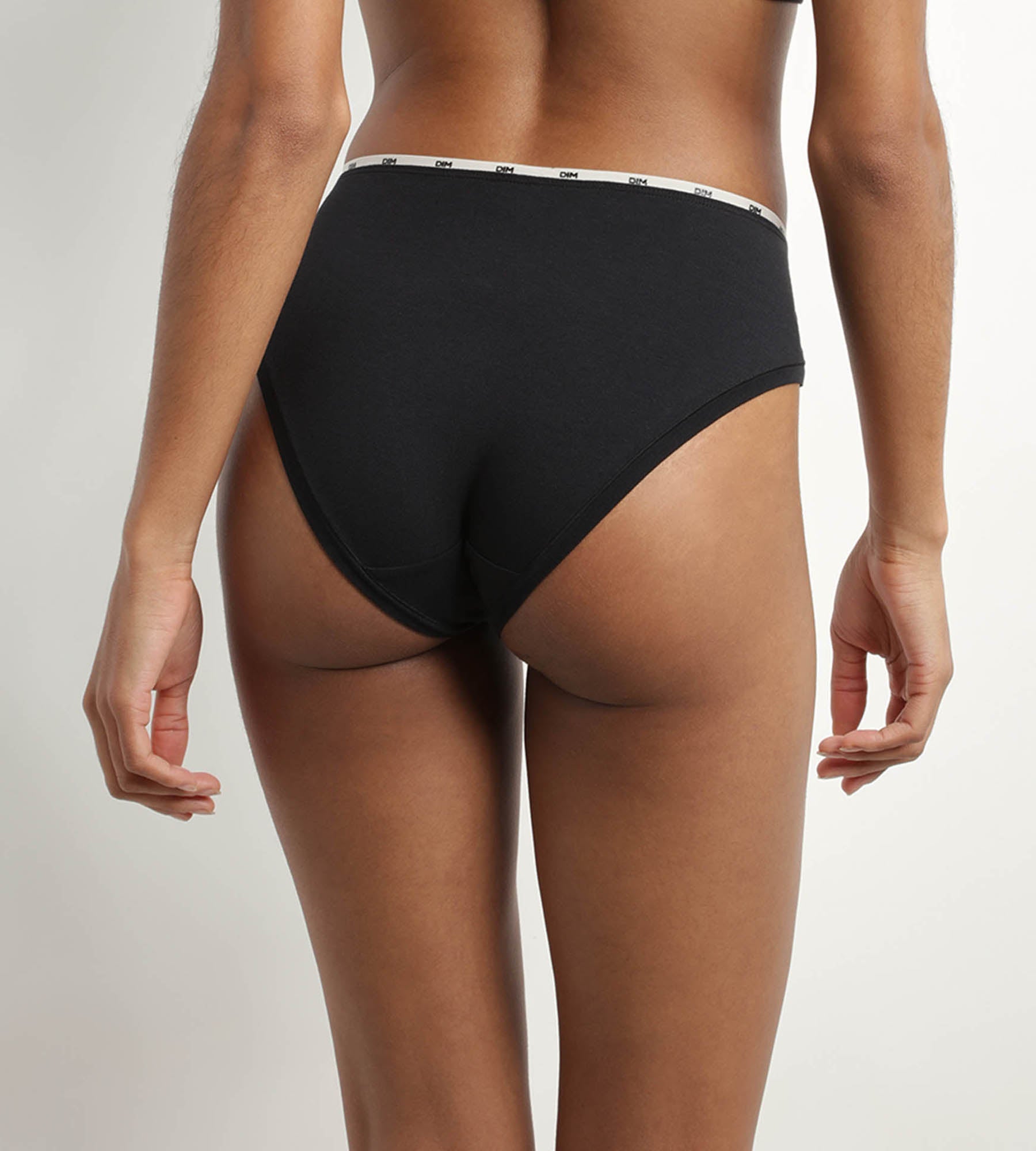 DIM Slip donna in cotone modal nero con profili beige DIM Icons Essentiel