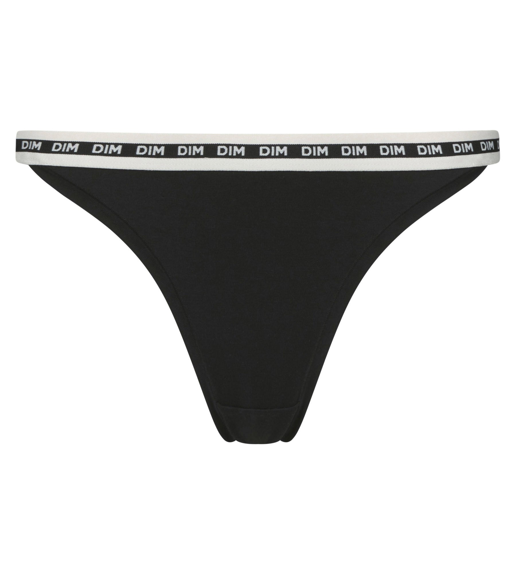 DIM Tanga in cotone modal nero con cintura beige DIM Icons Essentiel