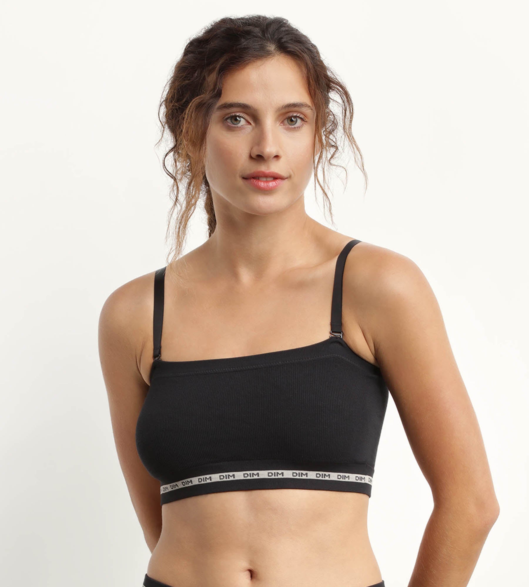 DIM Reggiseno a bandeau in poliammide modale nero senza ferretto DIM Icons Seamless