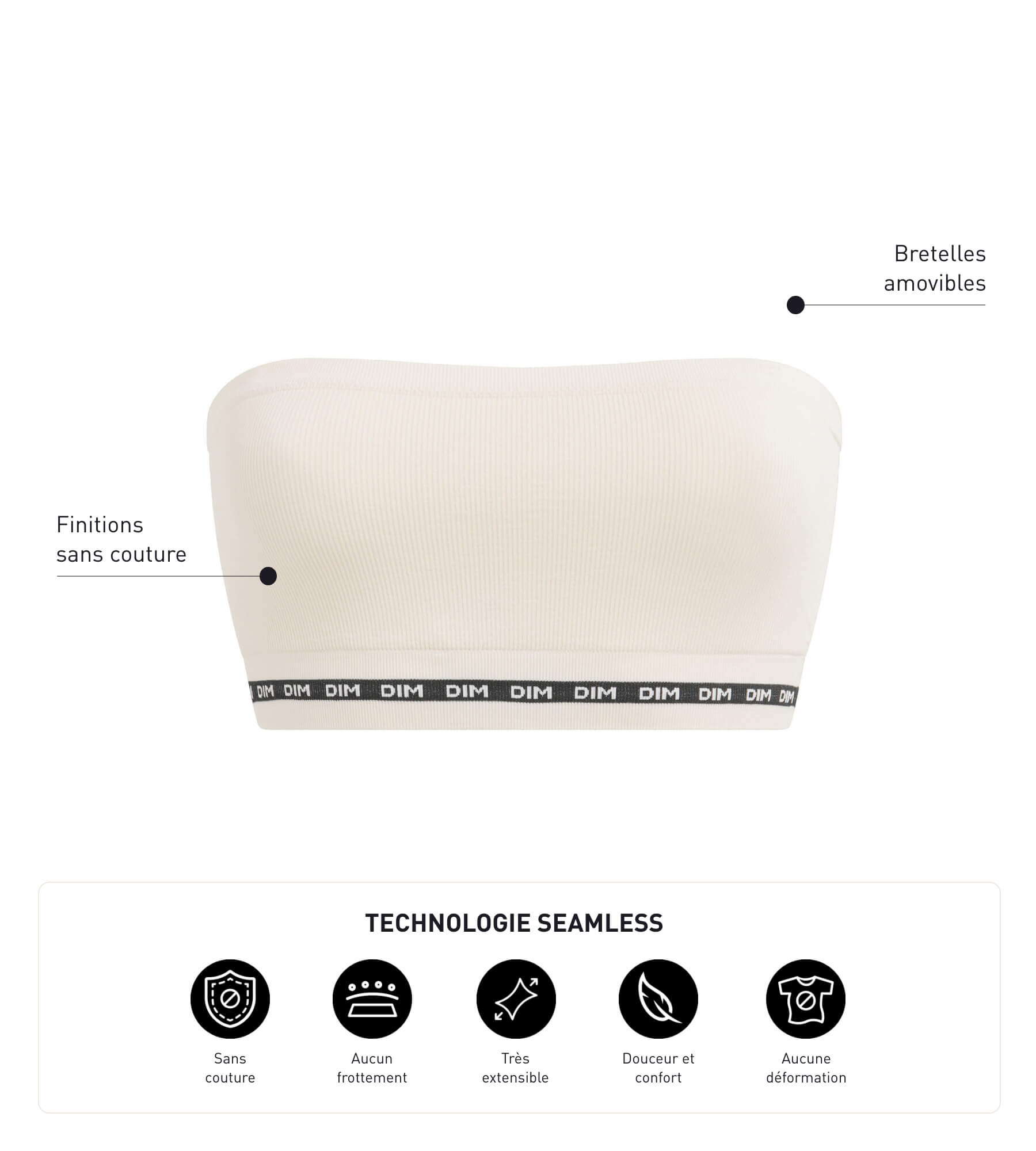 DIM Reggiseno a fascia beige in poliammide modale con ferretto DIM Icons Seamless
