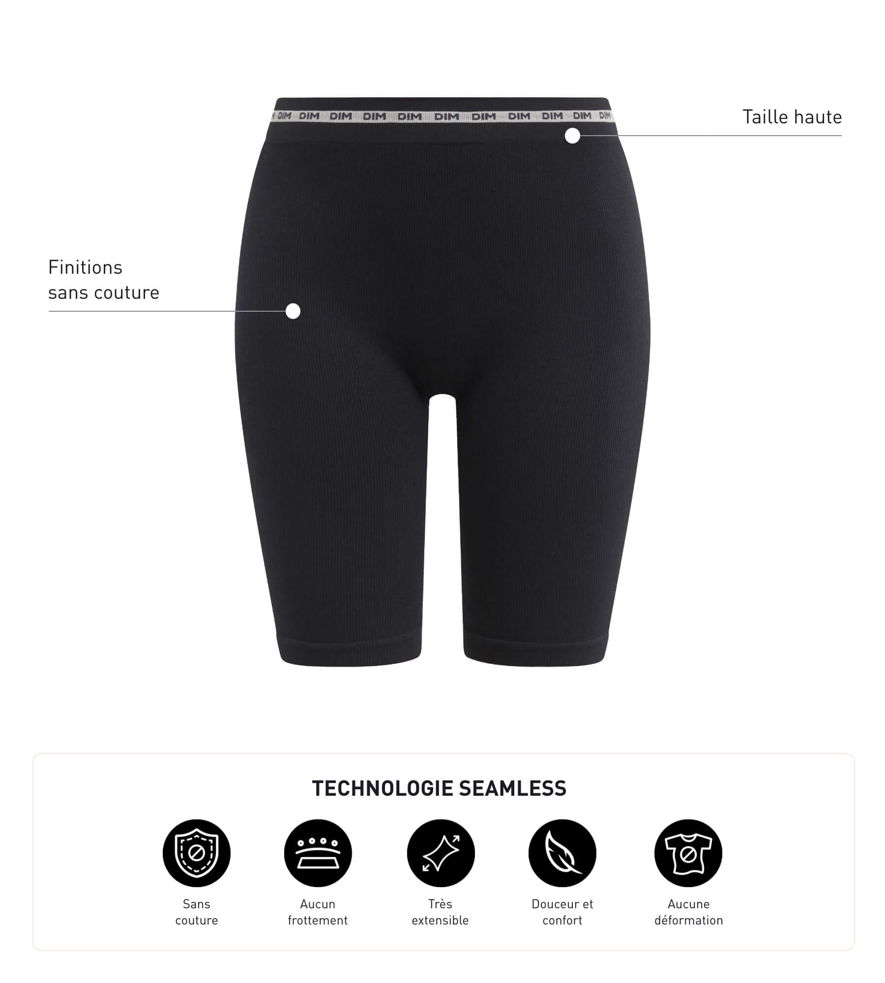 DIM Reggiseno donna a coste in poliammide modale Nero DIM Icons Seamless