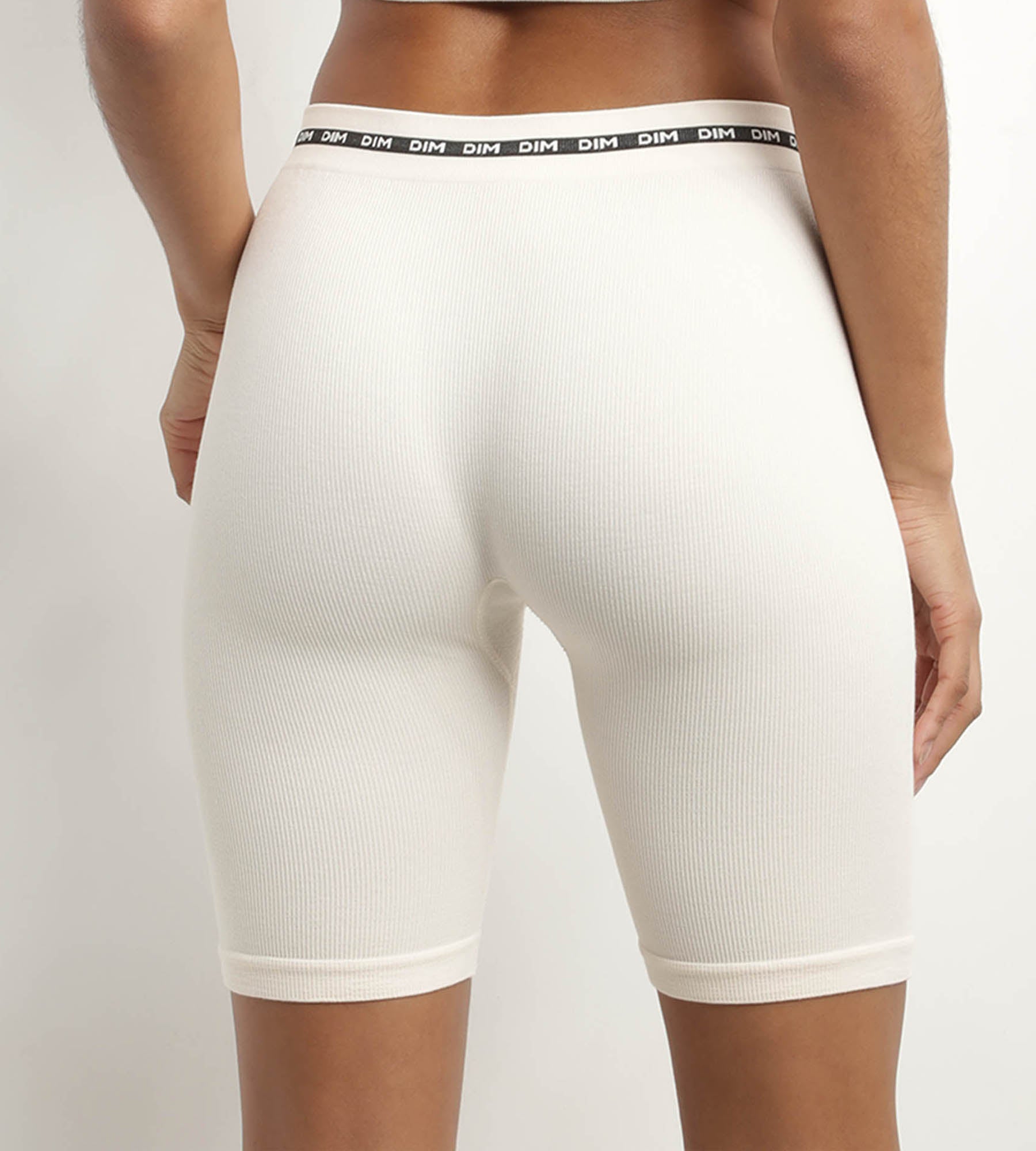 DIM Reggiseno donna a coste in poliammide modale Beige Avorio Ciclismo DIM Icons Seamless