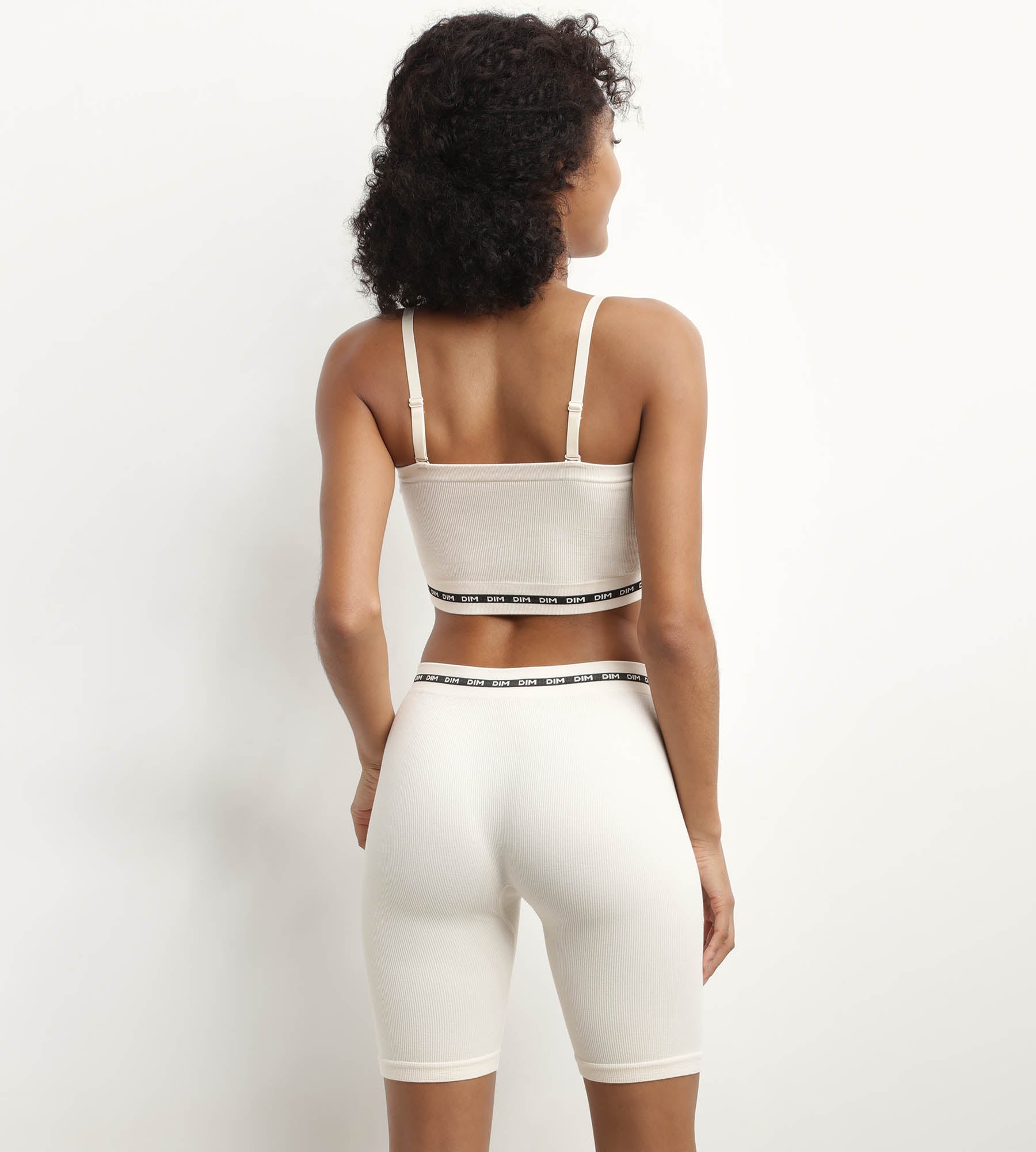 DIM Reggiseno donna a coste in poliammide modale Beige Avorio Ciclismo DIM Icons Seamless