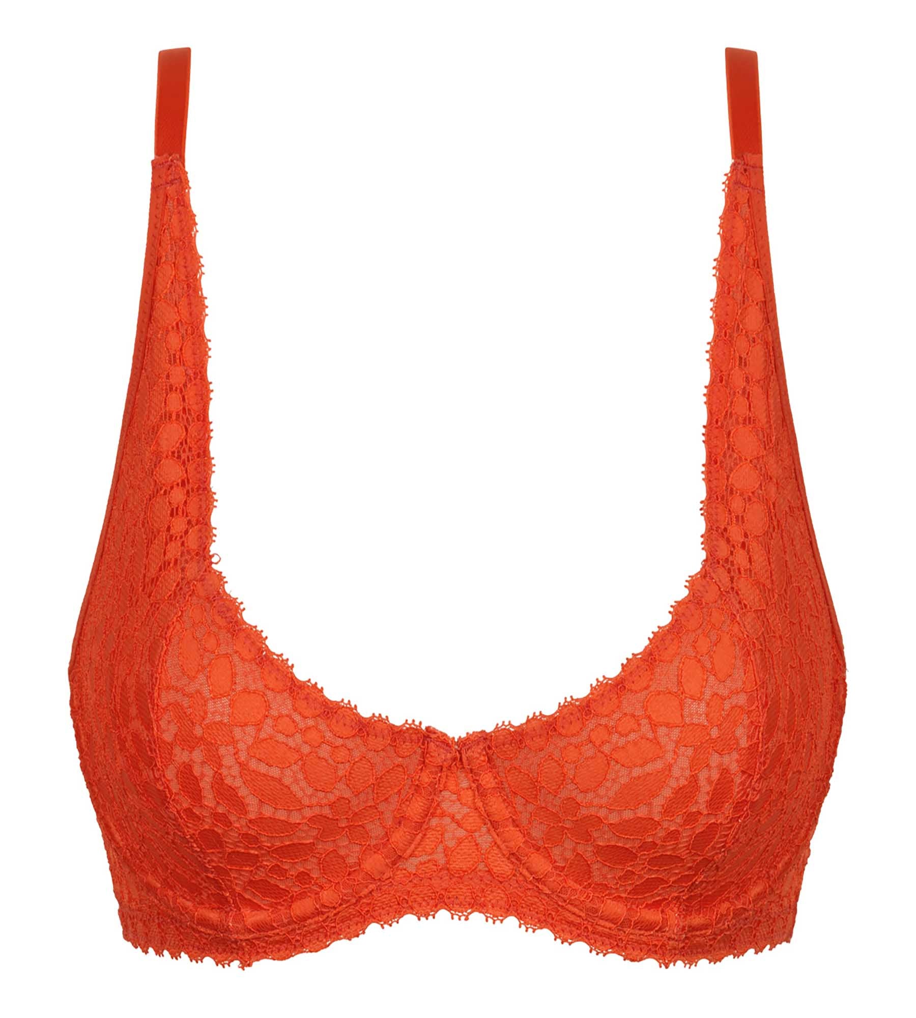 DIM Reggiseno con ferretto in pizzo floreale Rosso Fuoco Daily Dentelle