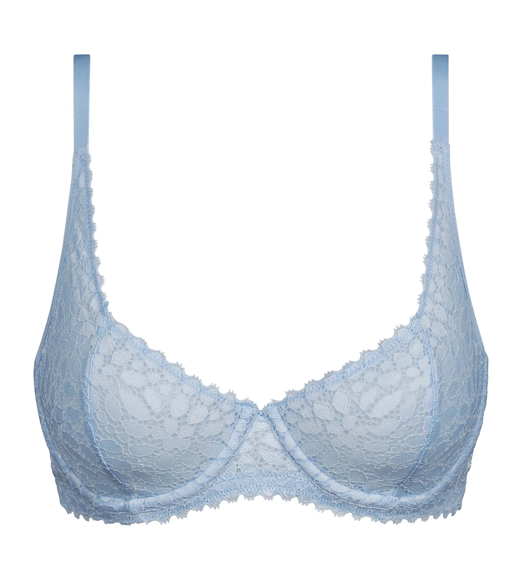 DIM Reggiseno push-up con ferretto in pizzo floreale blu Daily Dentelle