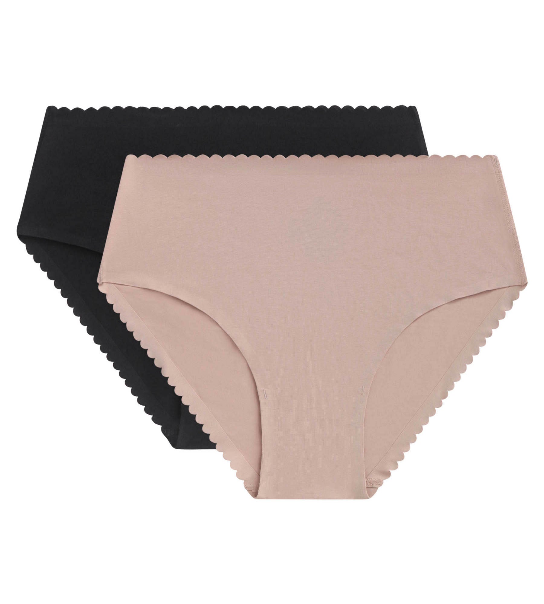 DIM Pacco da 2 Body Touch Easy Chair Nero Slip a vita alta in cotone elasticizzato