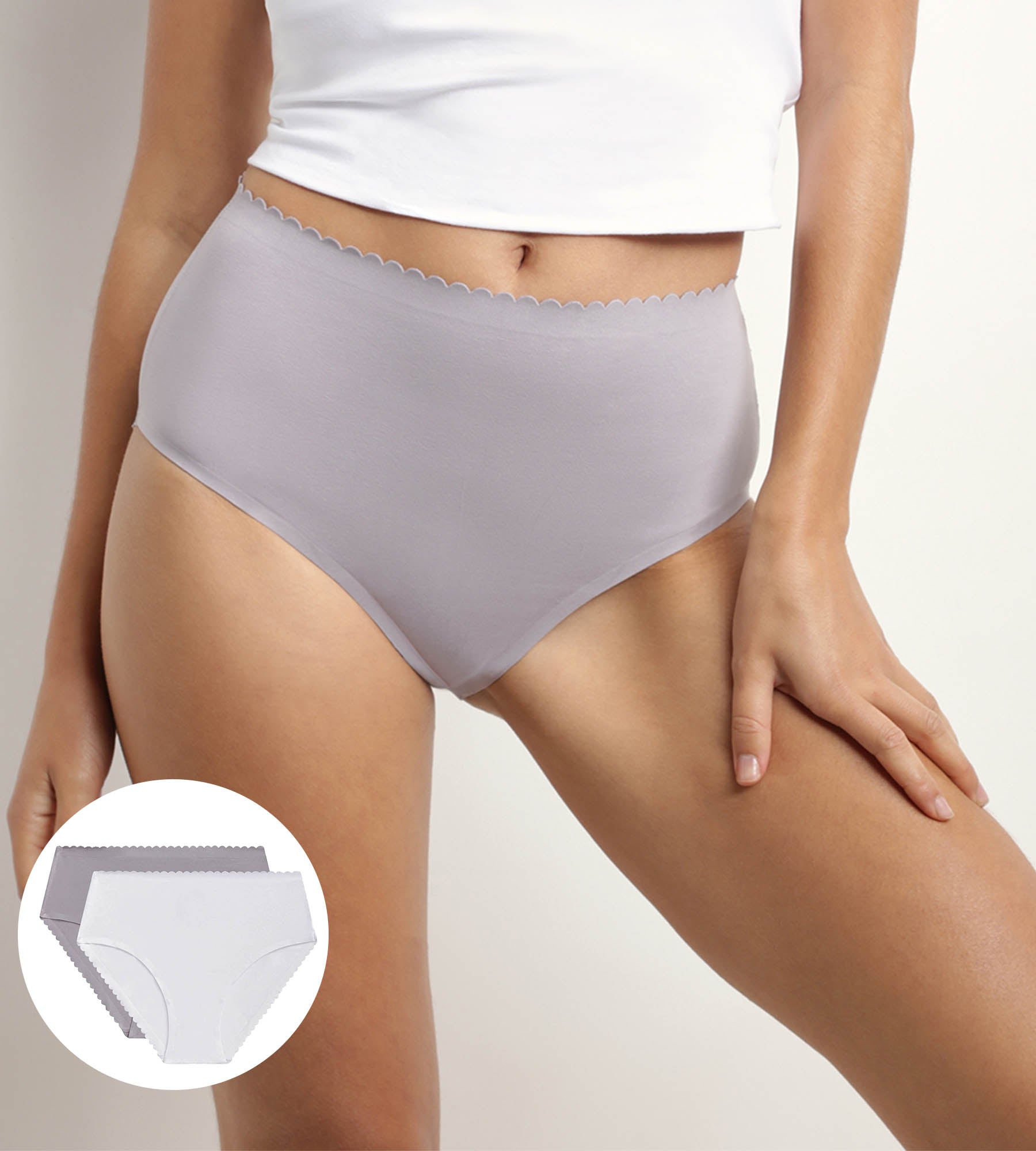 DIM Body Touch Easy Pacco da 2 slip in cotone elasticizzato bianco grigio