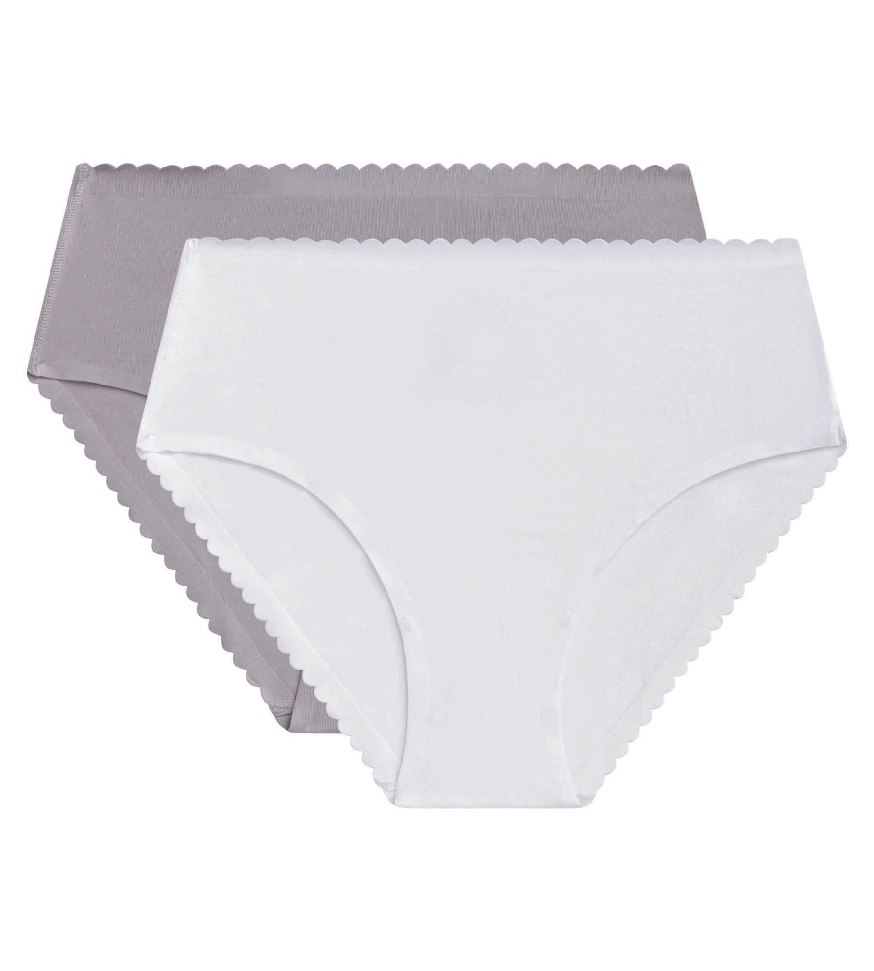DIM Body Touch Easy Pacco da 2 slip in cotone elasticizzato bianco grigio