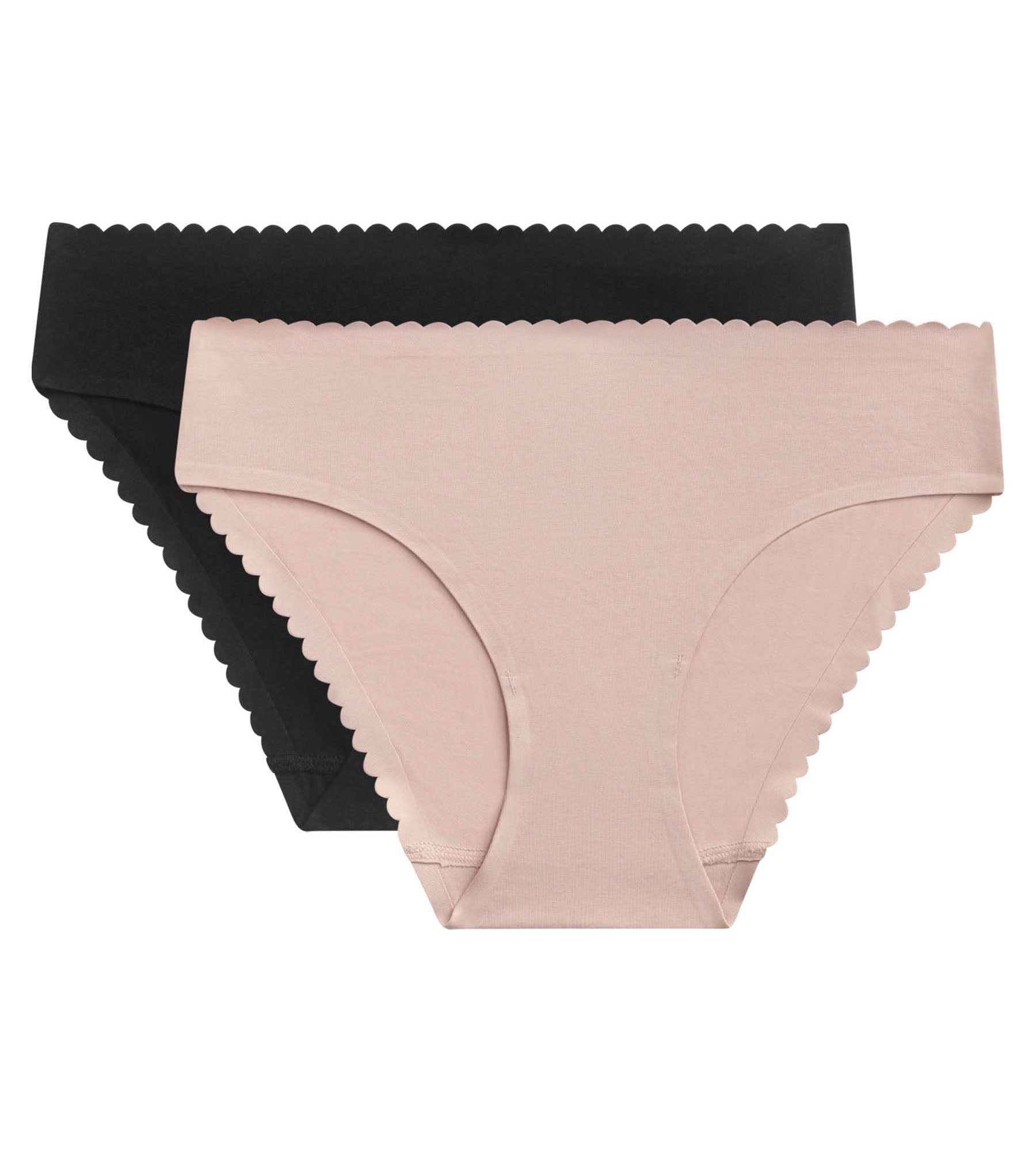 DIM Pacco da 2 slip donna Body Touch Easy in cotone elasticizzato nero e carne