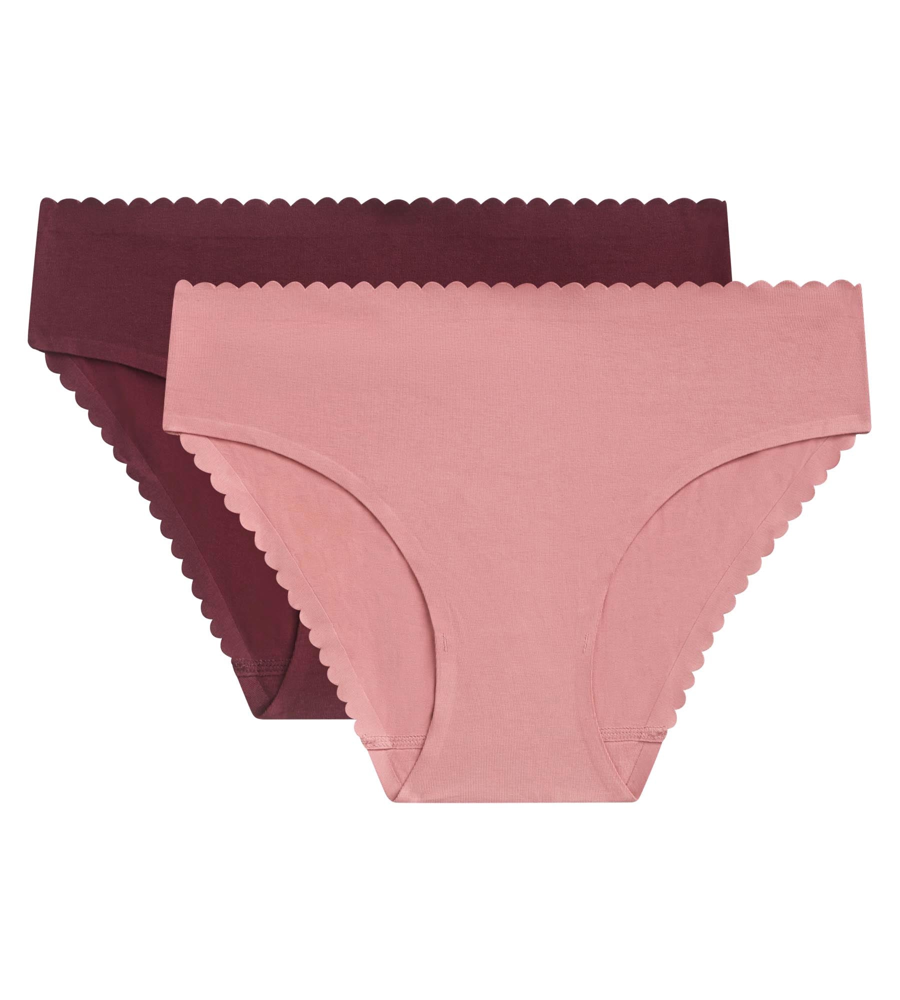 DIM Body Touch Easy Pacco da 2 Slip in cotone elasticizzato rosa e rubino per donna