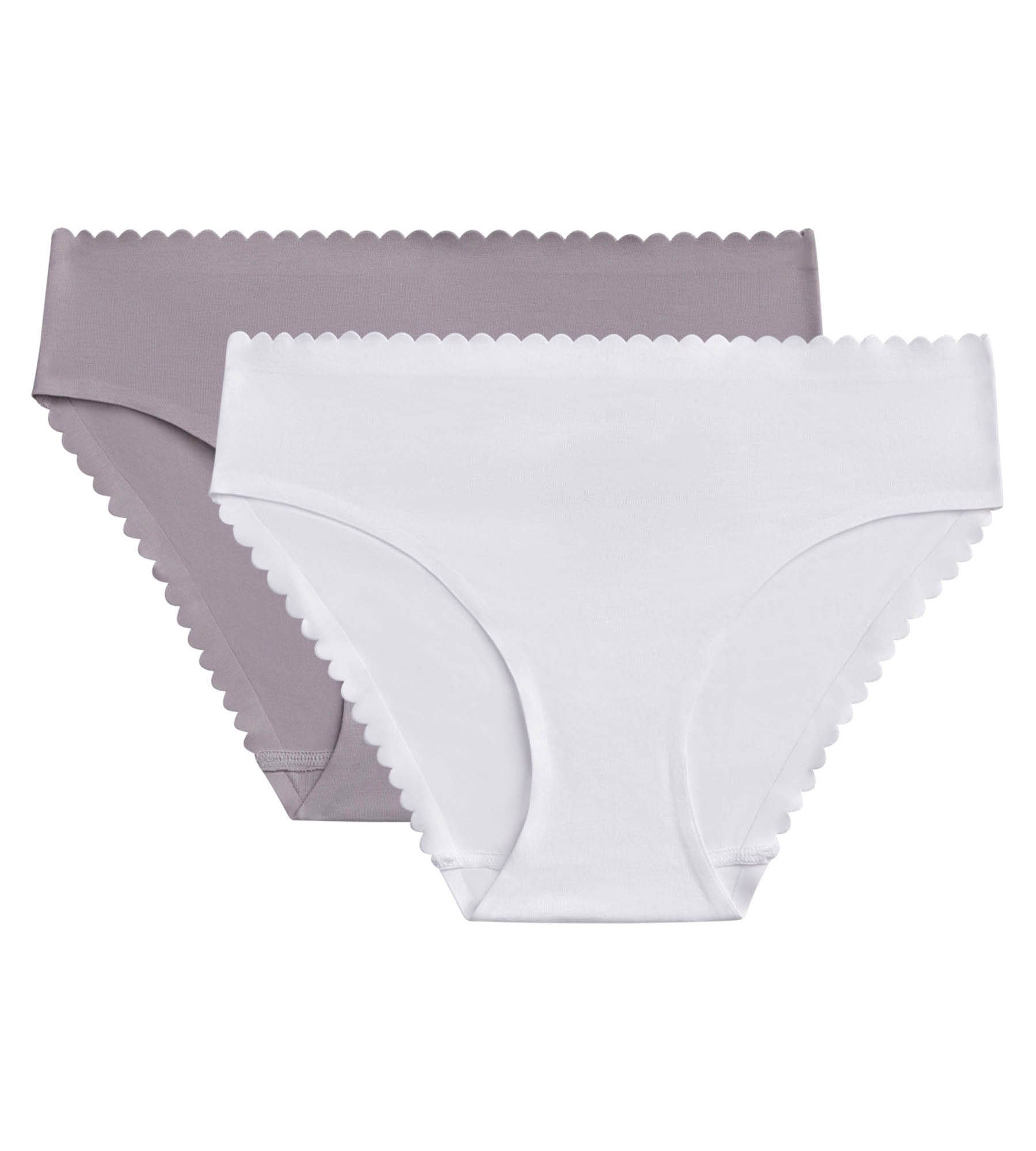 DIM Pacco da 2 slip Body Touch Easy in cotone elasticizzato bianco e grigio per donna