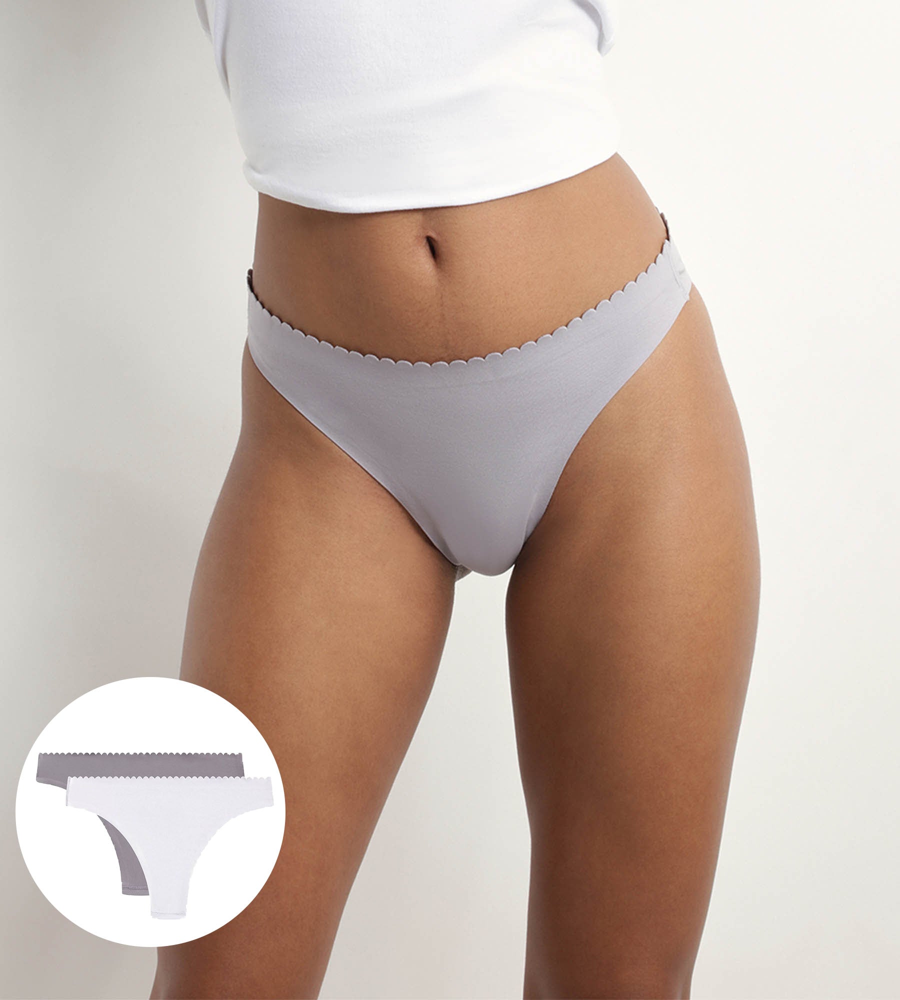 DIM Pacco da 2 tanga da donna grigio e bianco Body Touch Easy