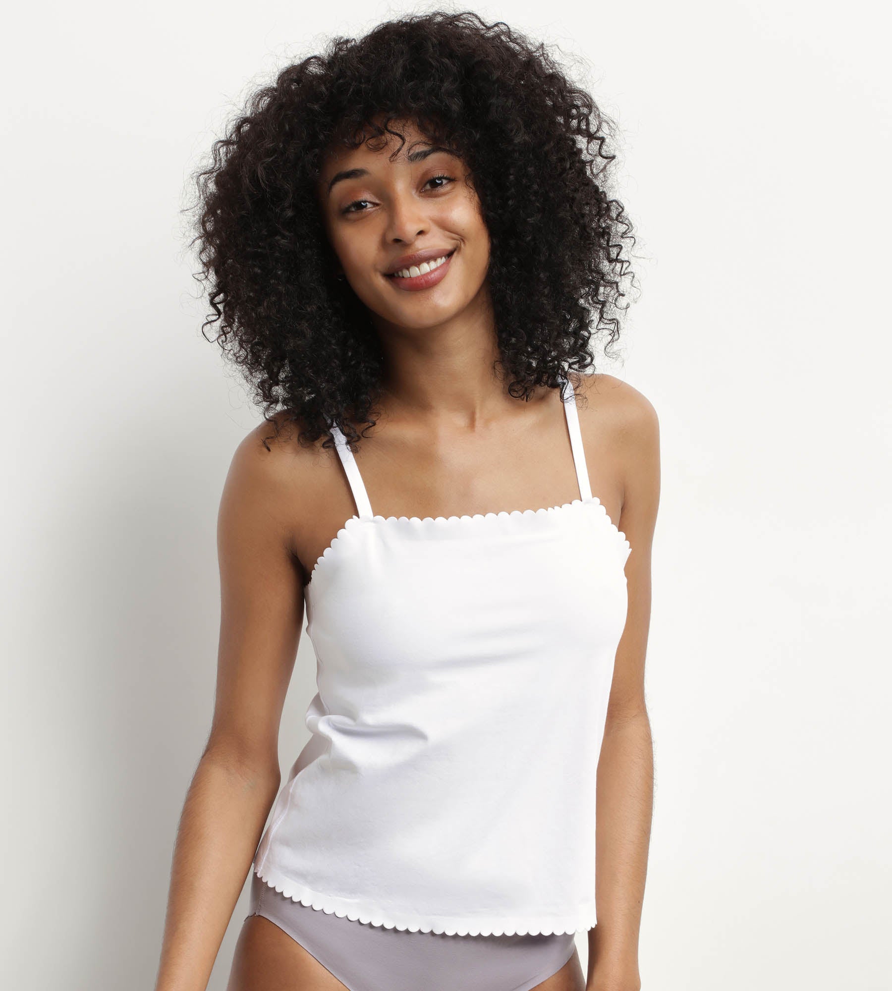 DIM Body Touch Easy Top donna bianco in cotone elasticizzato senza cuciture