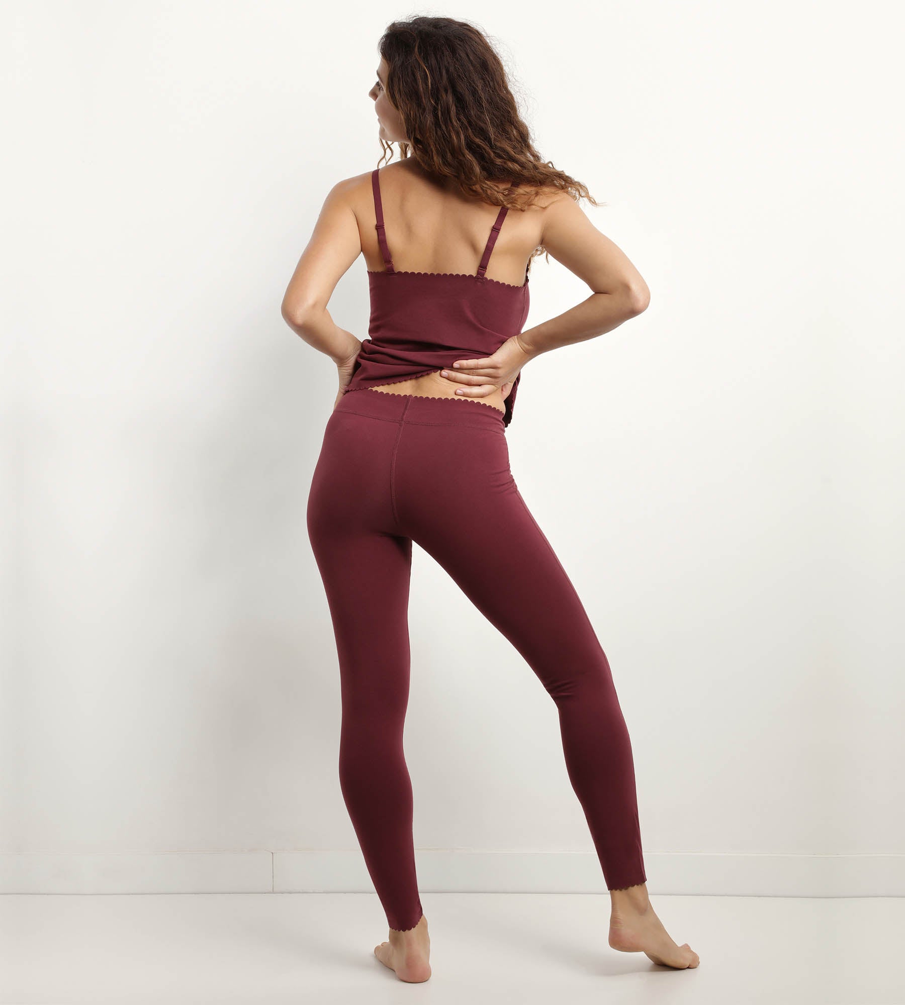 DIM Leggings donna Body Touch Easy Rubino scuro in cotone elasticizzato coprente