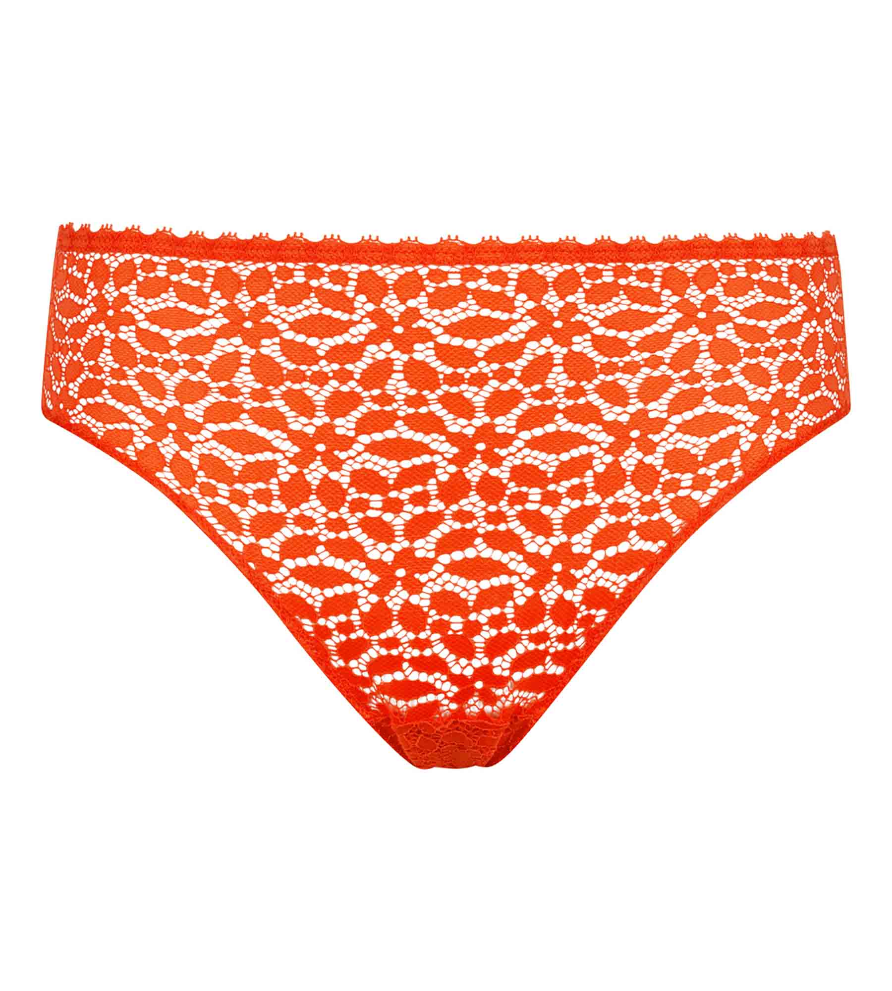 DIM Slip in pizzo floreale traforato rosso fuoco Daily Dentelle