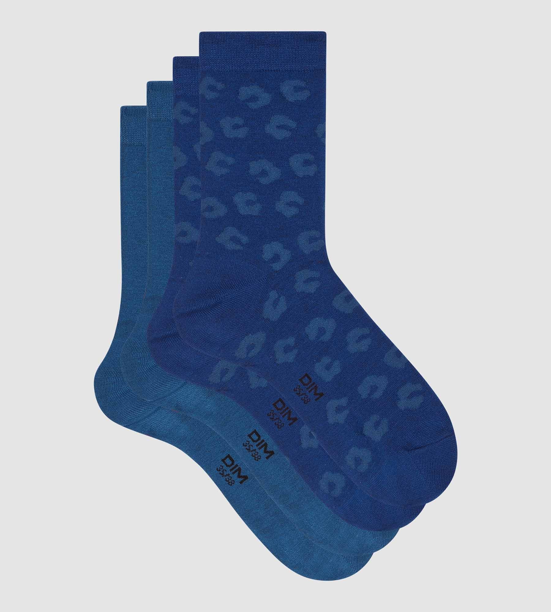 DIM Pacco da 2 calze da donna in viscosa con fiore blu Dim Bamboo
